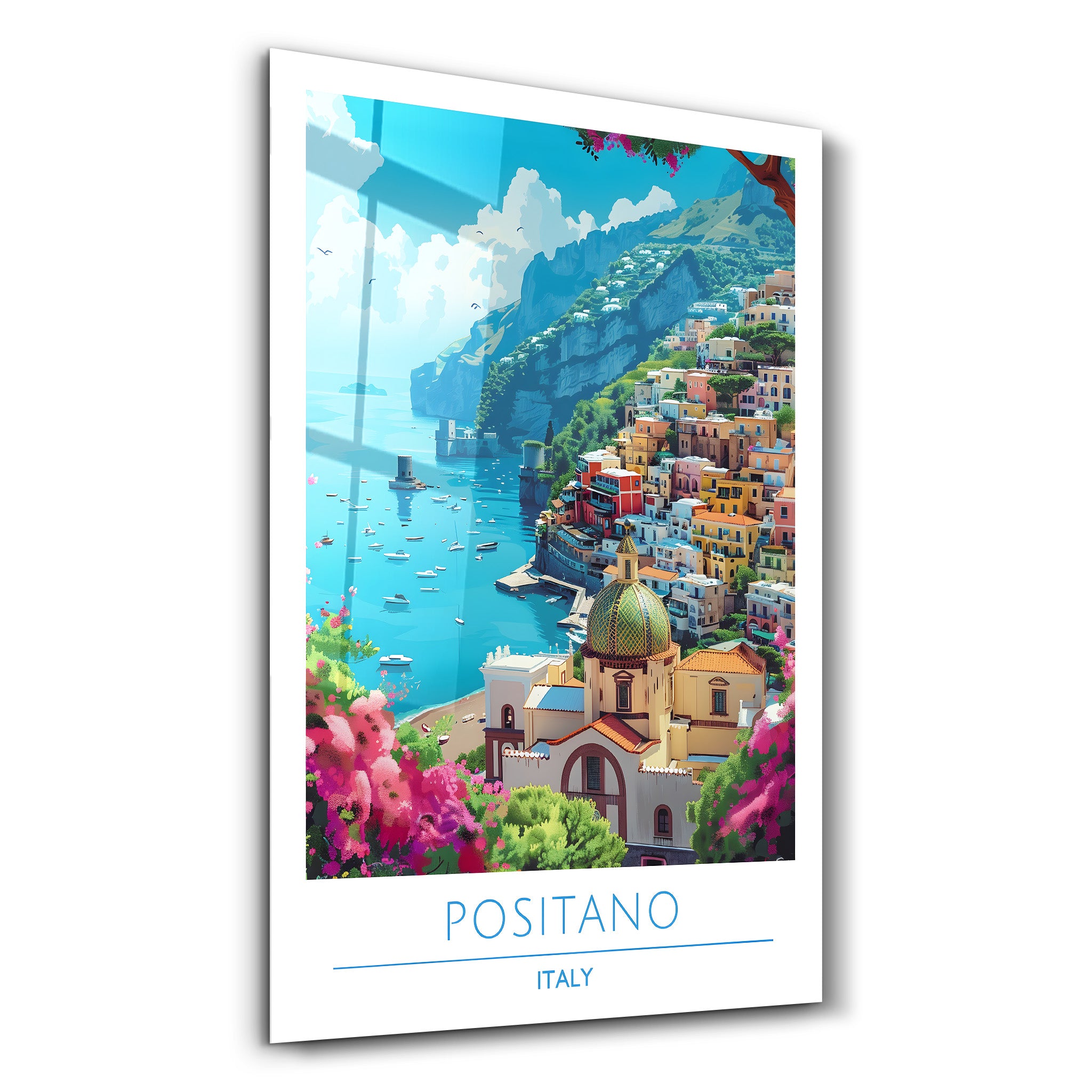 Positano Italien-Reiseposter | <tc>Glasbild</tc>