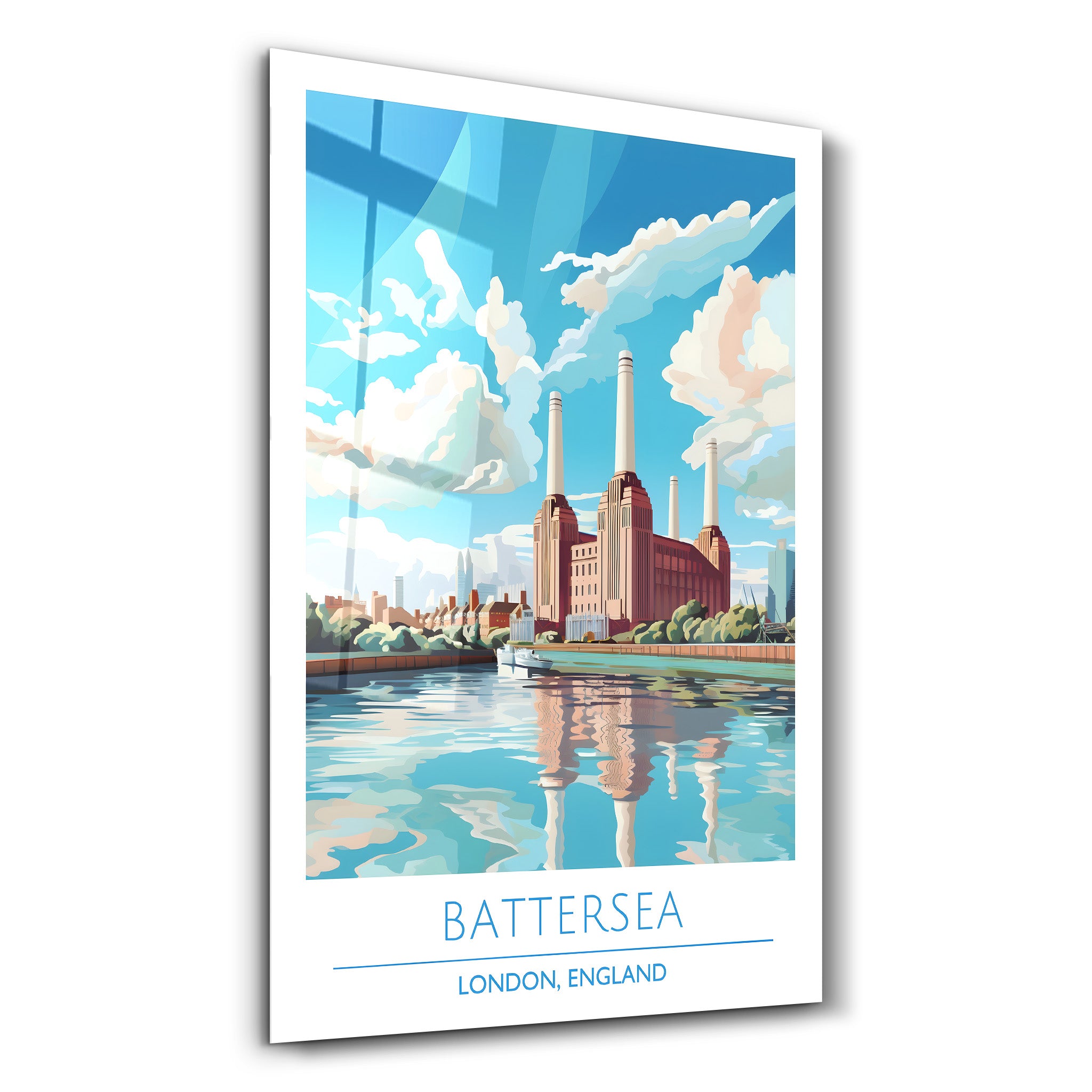 Battersea-London England-Reiseposter | <tc>Glasbild</tc>