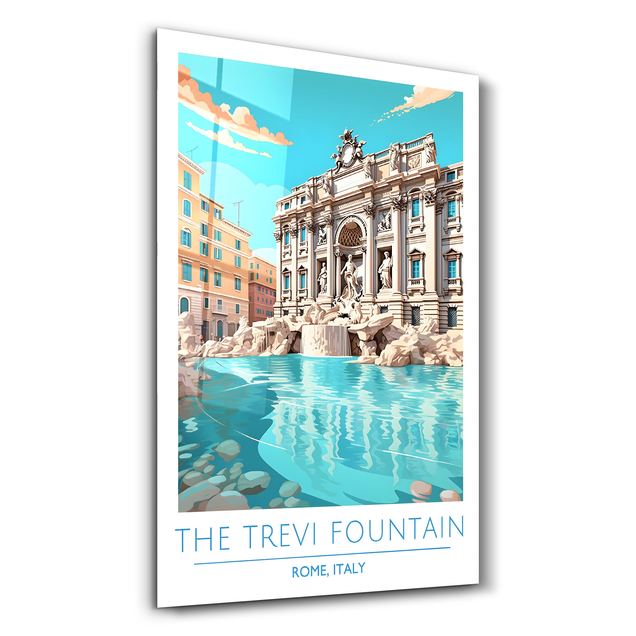 The Trevi Fountain-Rome Italy-Travel Posters | Glass Wall Art