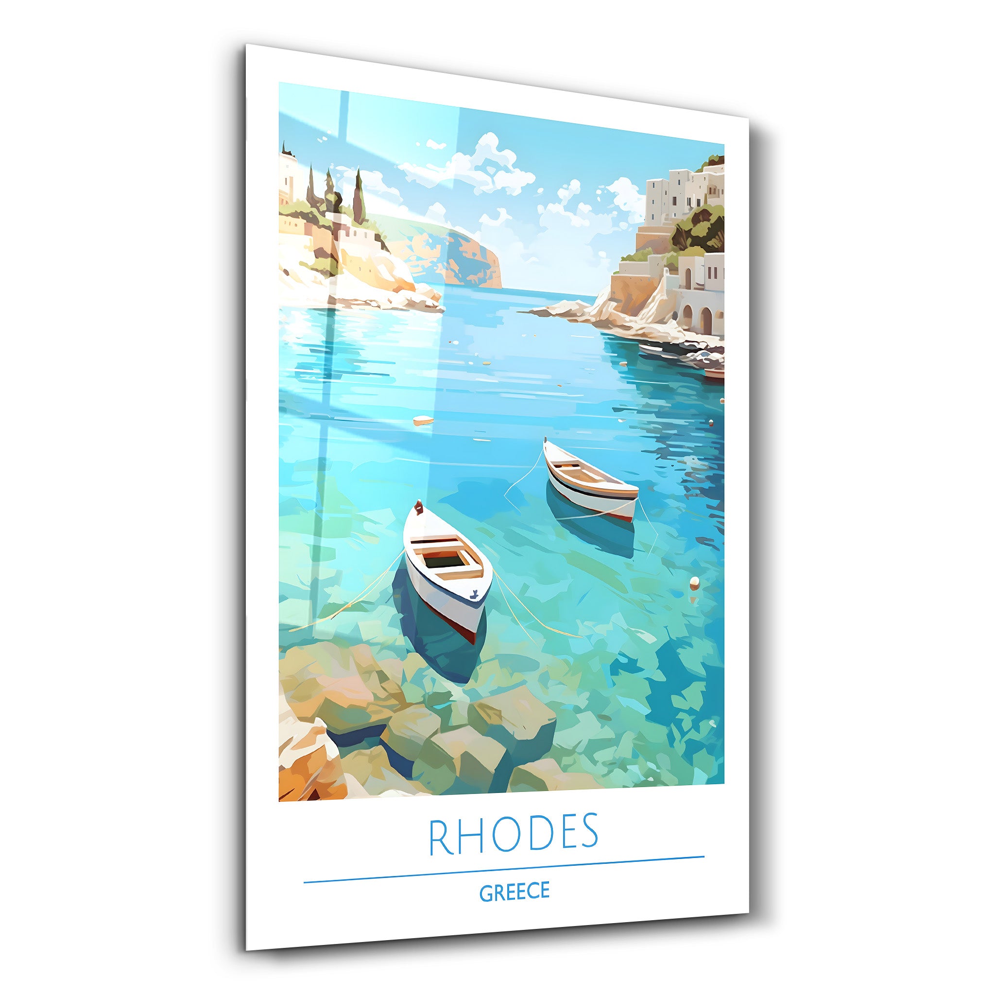 Rhodos Griechenland-Reiseposter | <tc>Glasbild</tc>