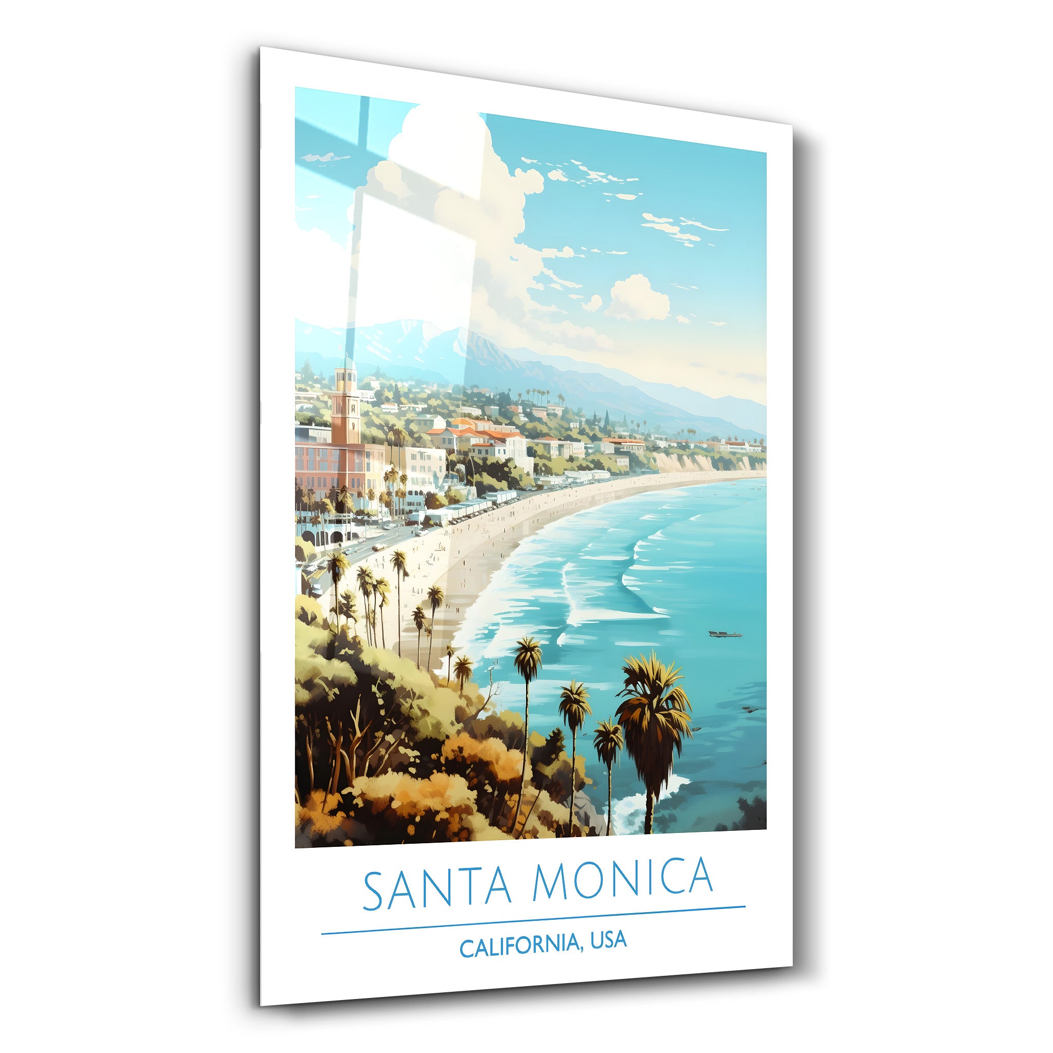 Santa Monica-California USA-Travel Posters | Glass Wall Art