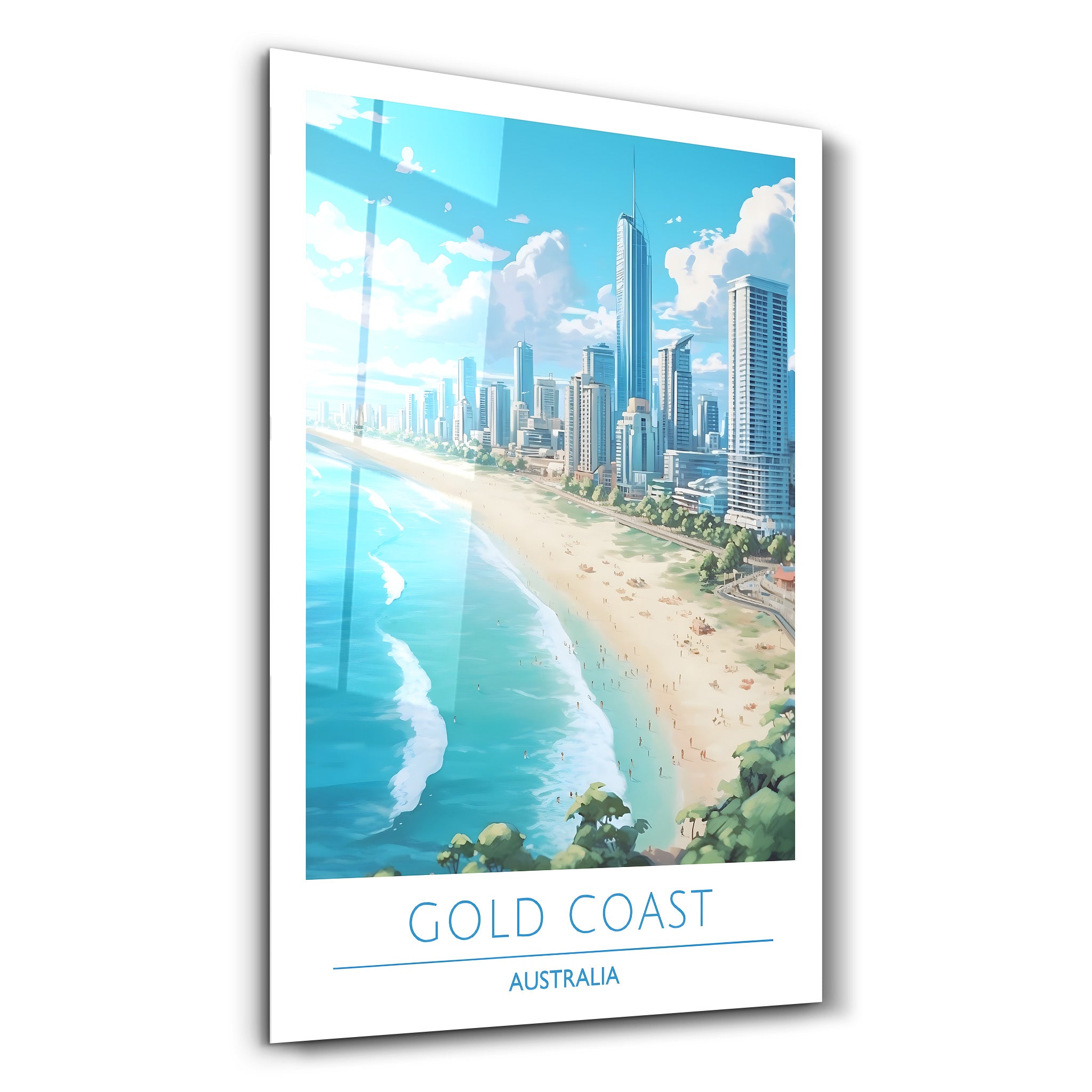 Gold Coast Australien-Reiseposter | <tc>Glasbild</tc>