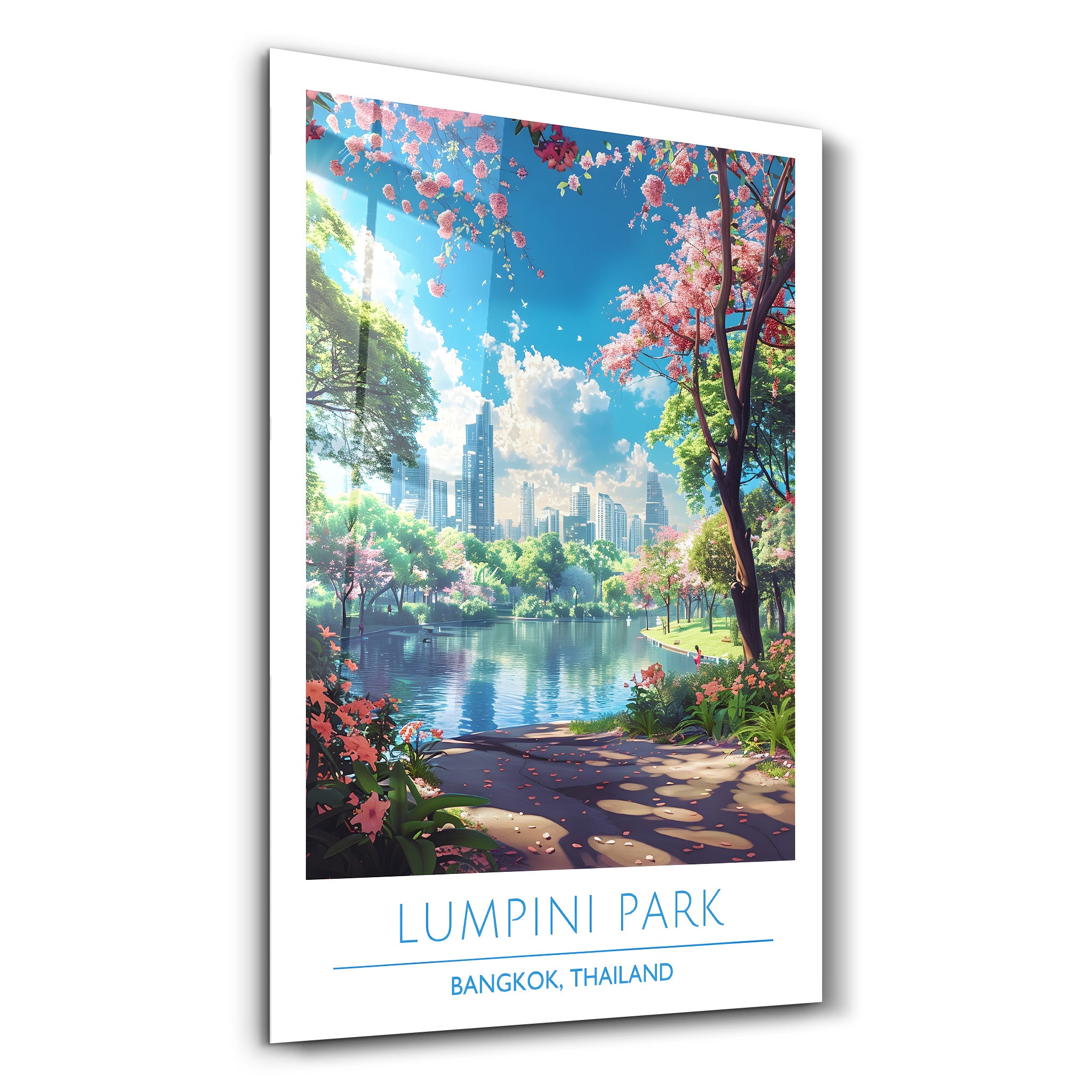 Lumpini Park-Bangkok Thailand-Reiseposter | <tc>Glasbild</tc>