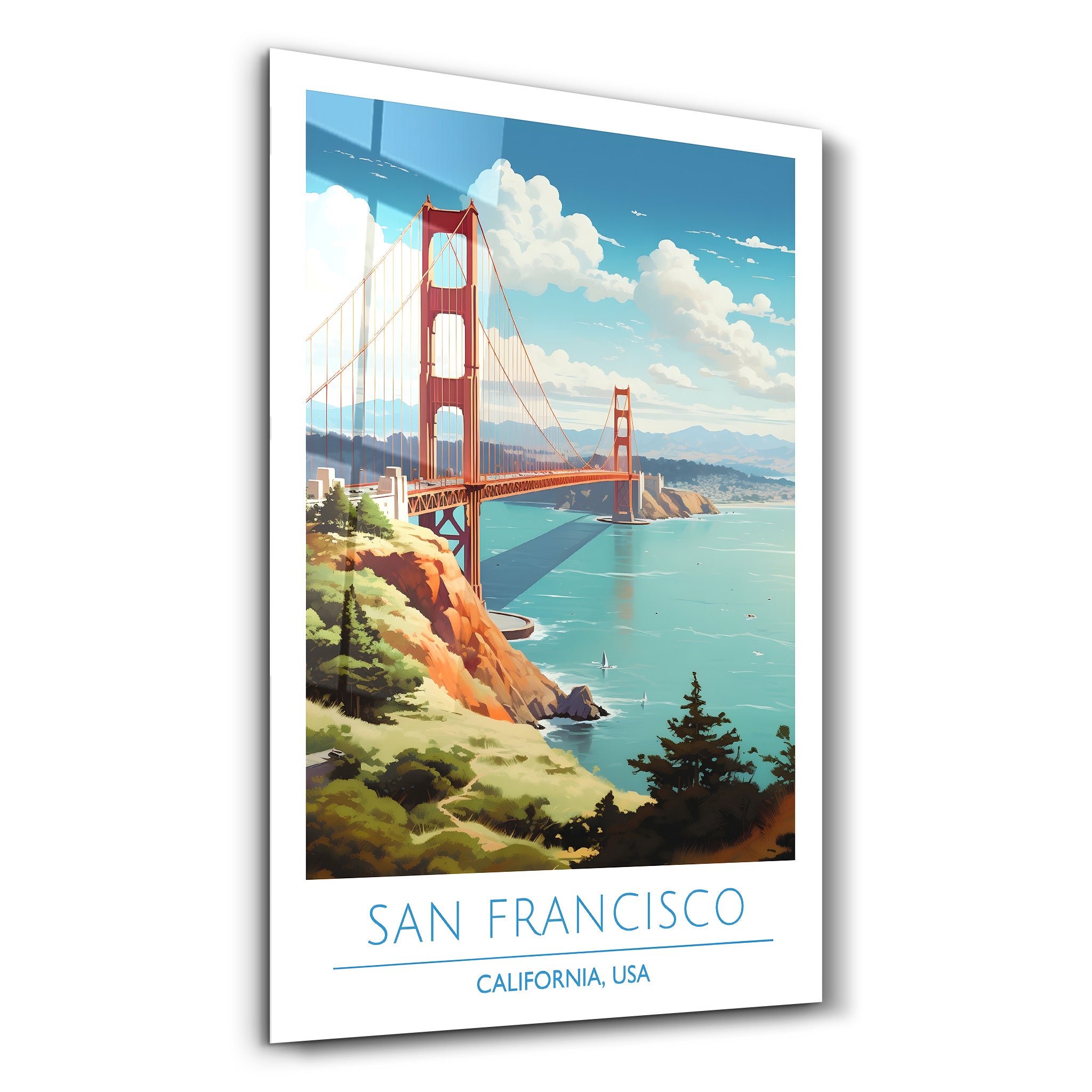 San Francisco-Kalifornien USA-Reiseposter | <tc>Glasbild</tc>