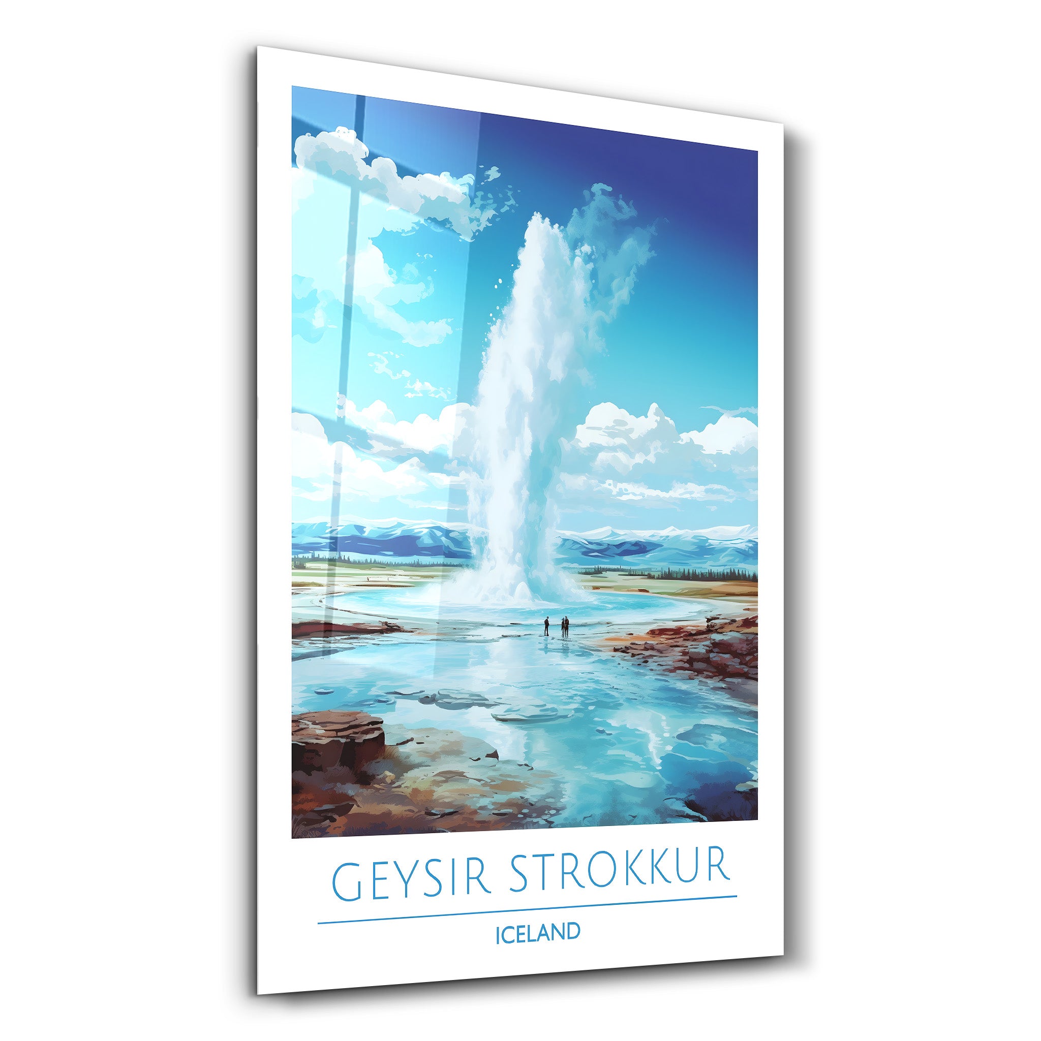 Geysir Strokkur Island-Reiseposter | <tc>Glasbild</tc>