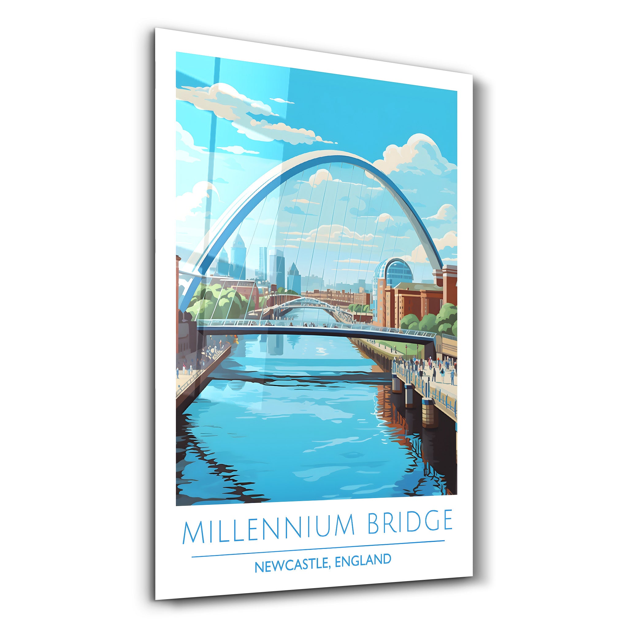 Millennium Bridge-Newcastle England-Reiseposter | <tc>Glasbild</tc>