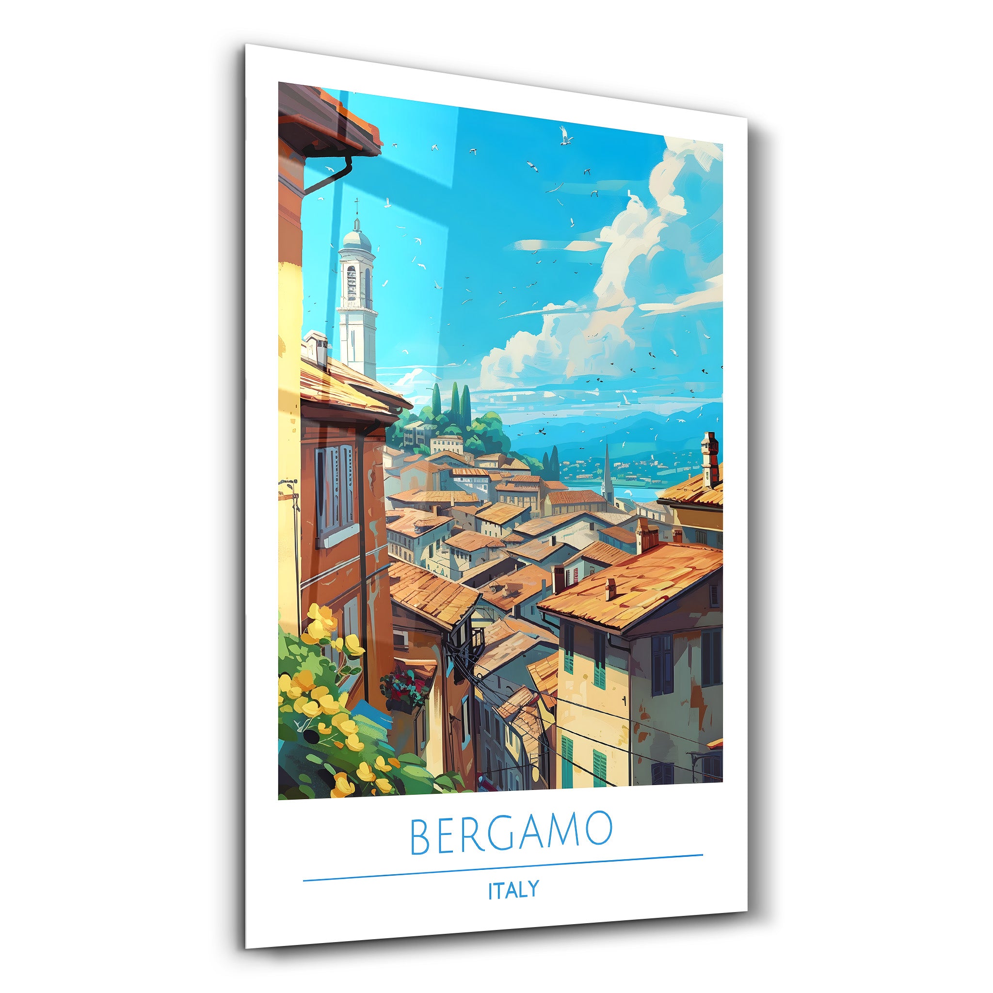 Bergamo Italien-Reiseposter | <tc>Glasbild</tc>