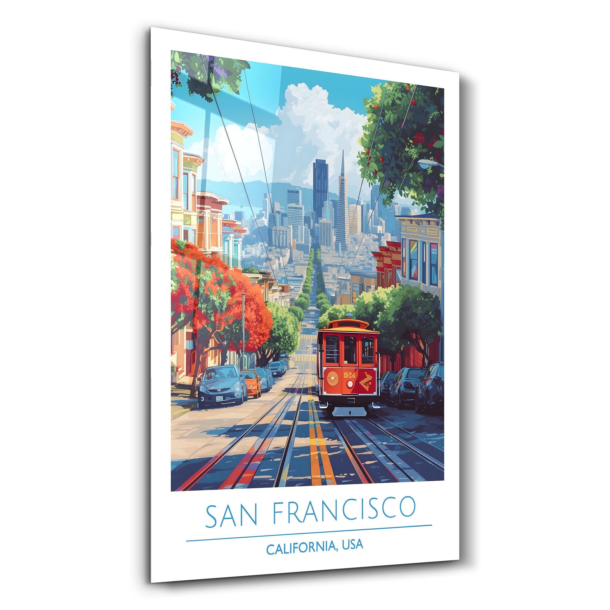 San Francisco-Californie USA-Affiches de voyage | Art mural en verre