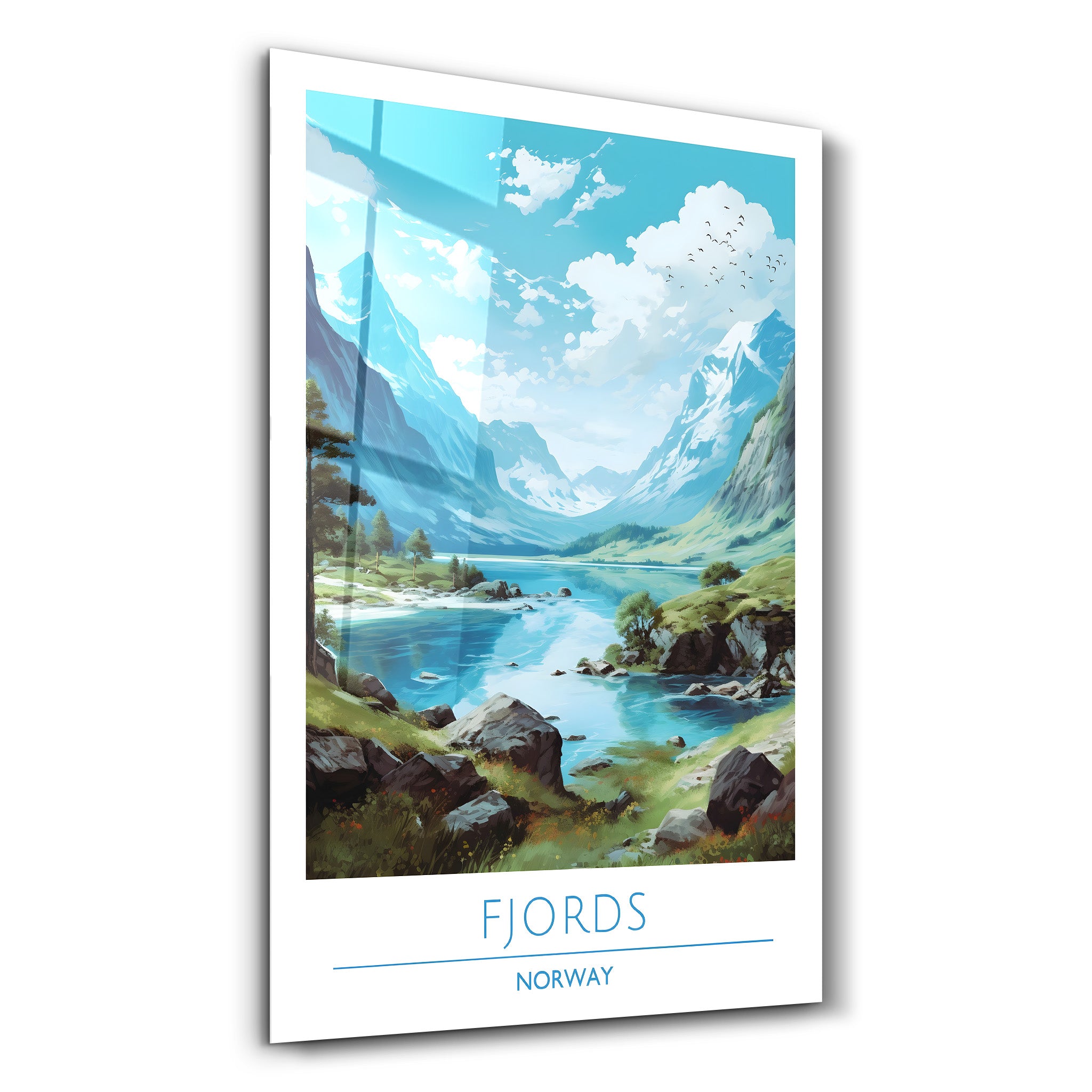 Fjorde Norwegen-Reiseposter | <tc>Glasbild</tc>