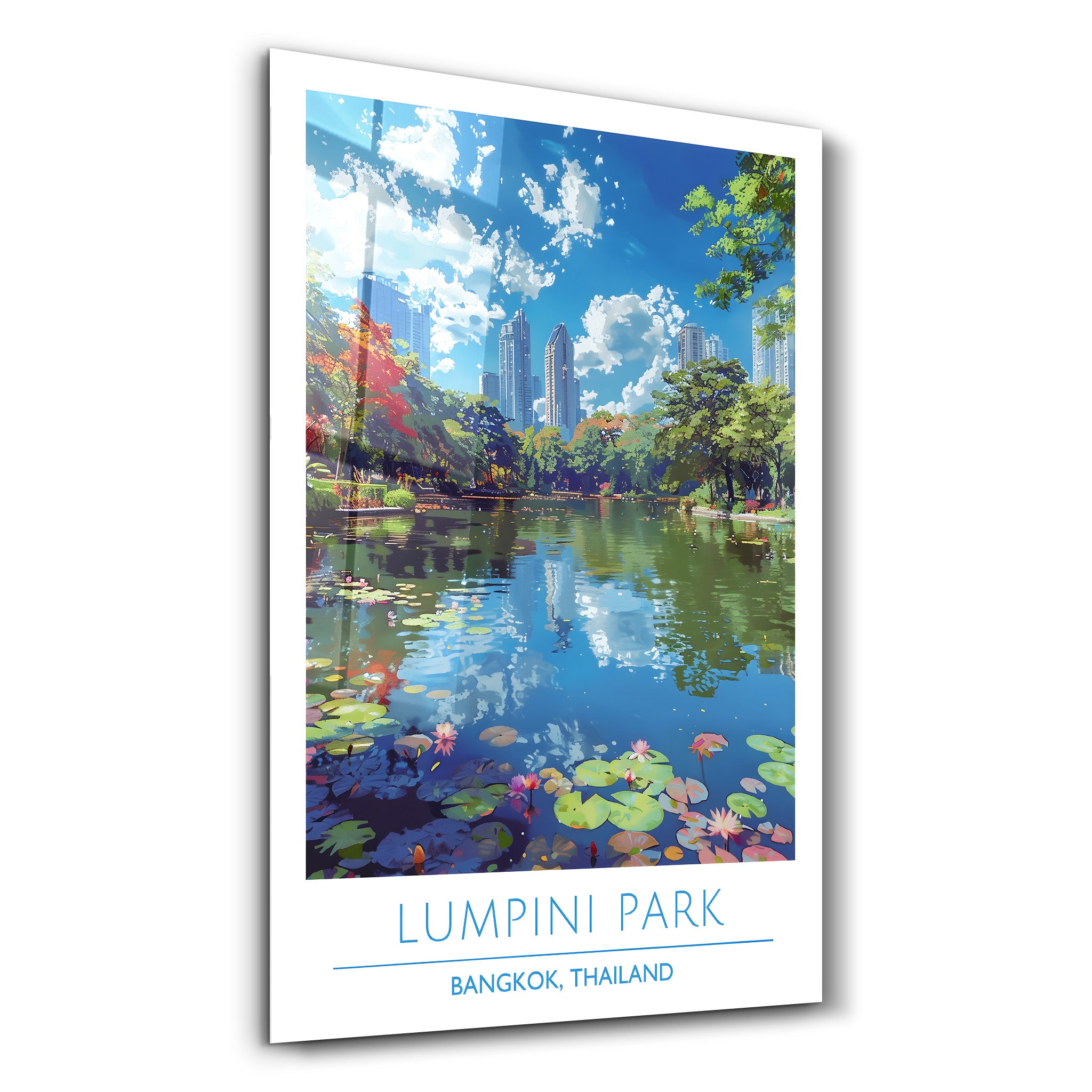 Lumpini Park-Bangkok Thailand-Reiseposter | <tc>Glasbild</tc>