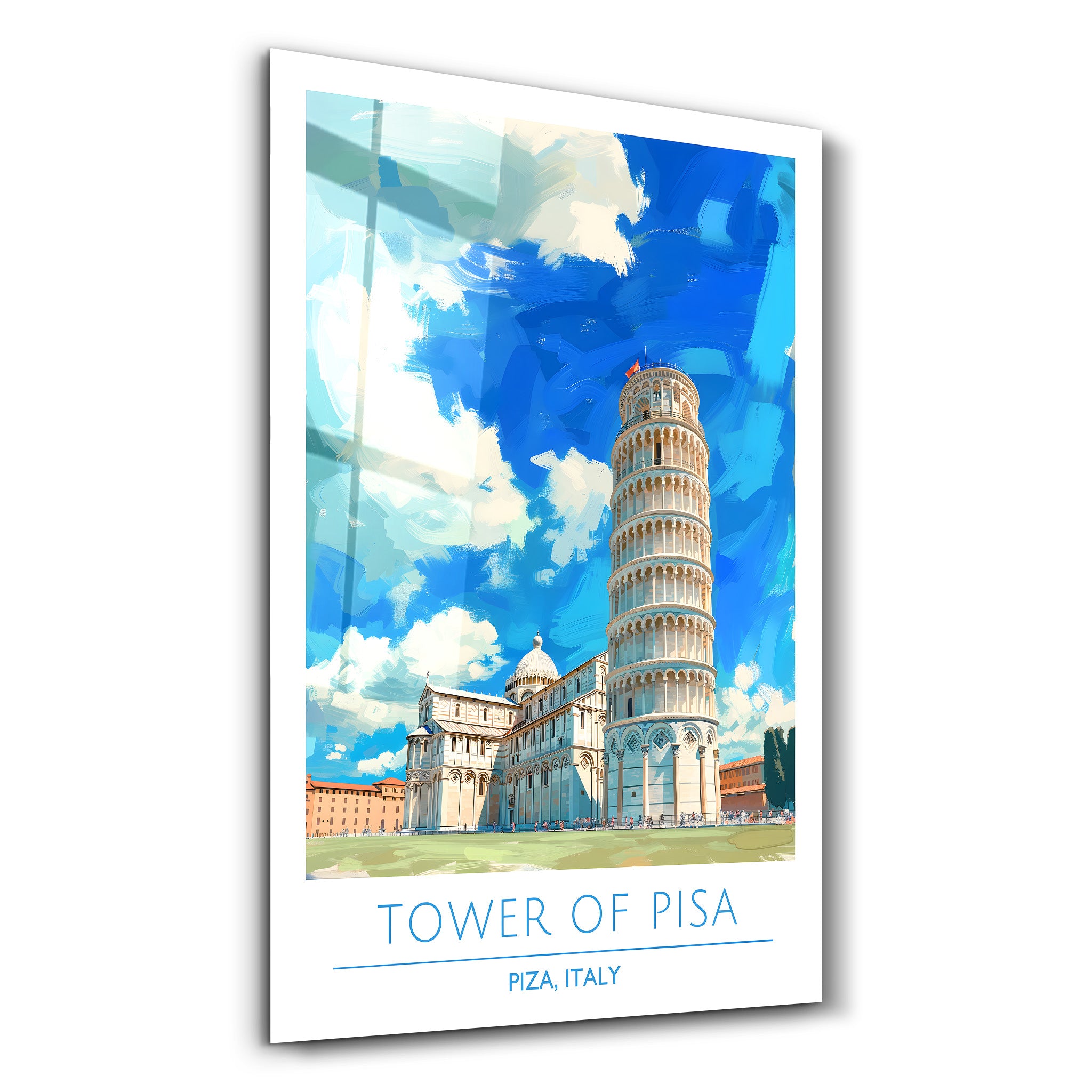 Turm von Pisa-Piza Italien-Reiseposter | <tc>Glasbild</tc>