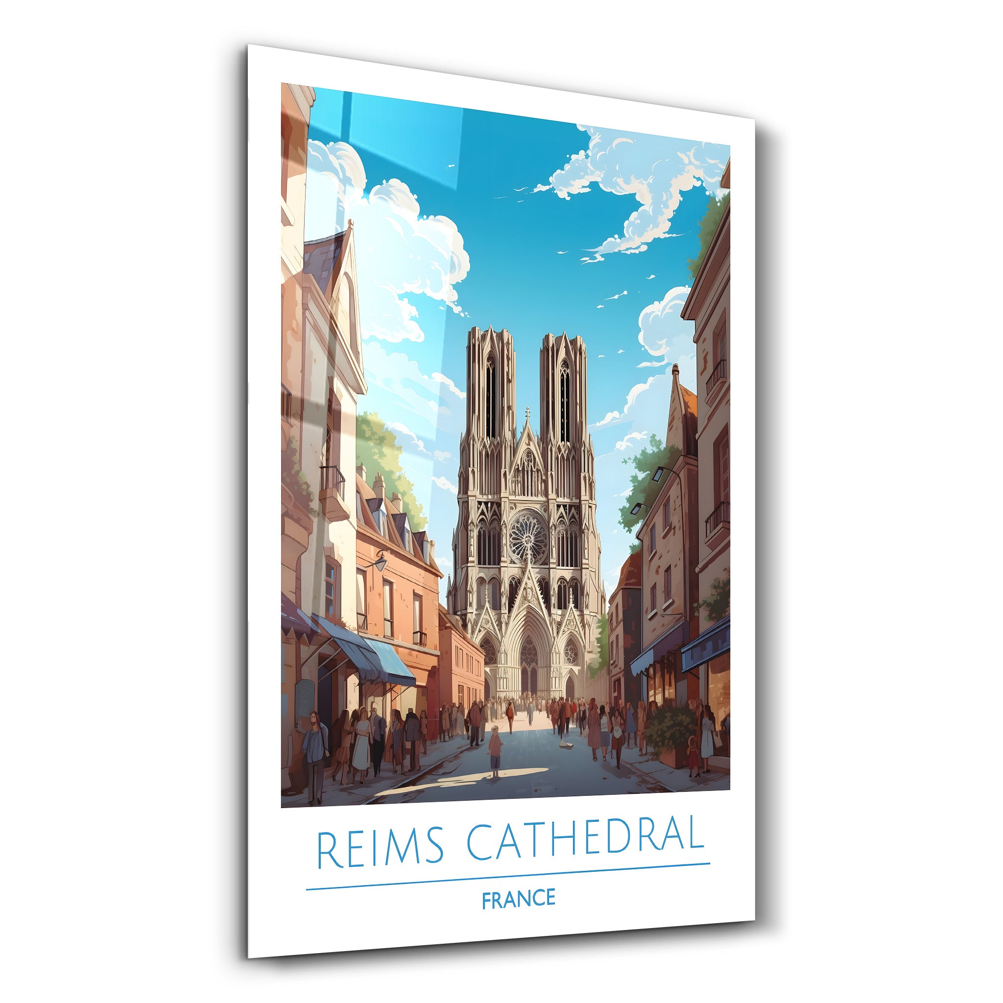 Kathedrale von Reims Frankreich-Reiseposter | <tc>Glasbild</tc>