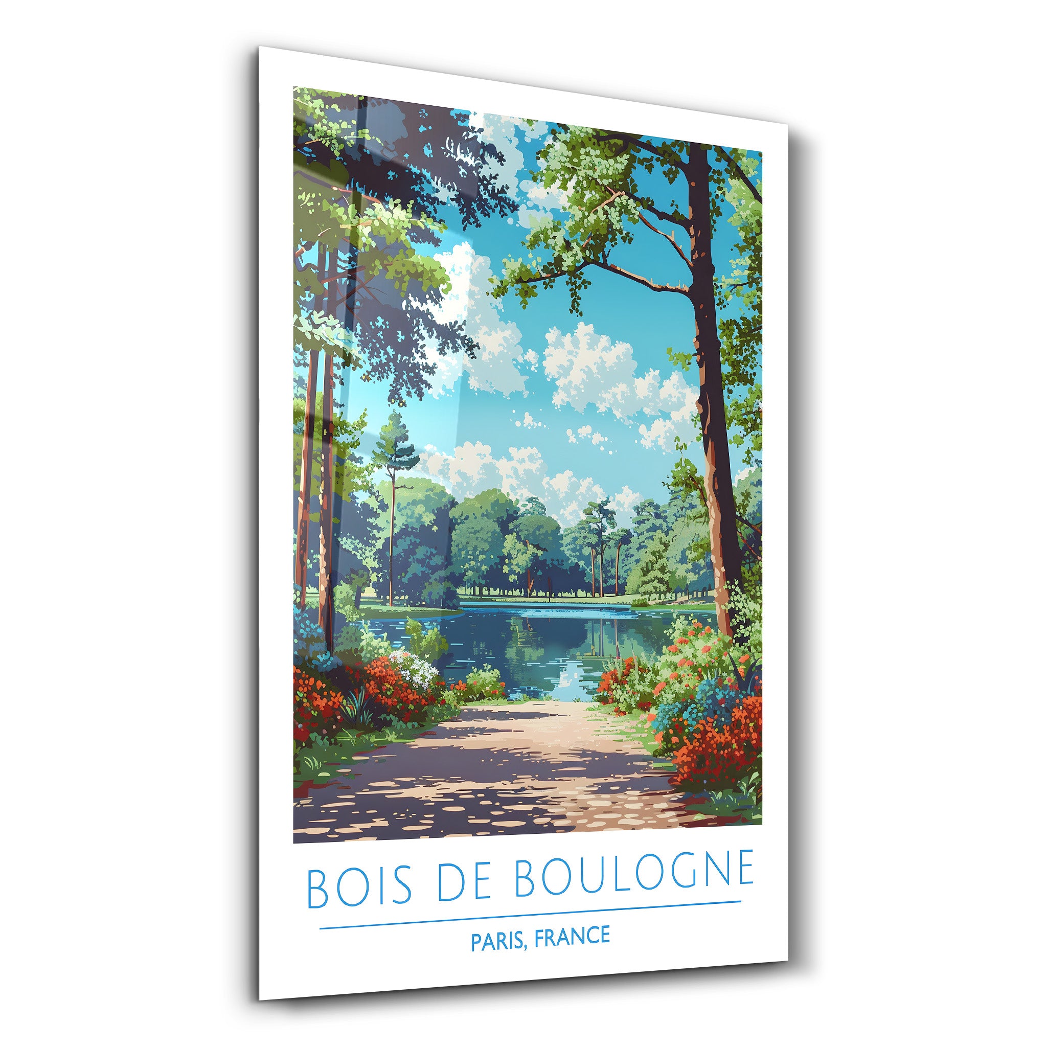 Bois De Boulogne-Paris France-Affiches de voyage | Art mural en verre