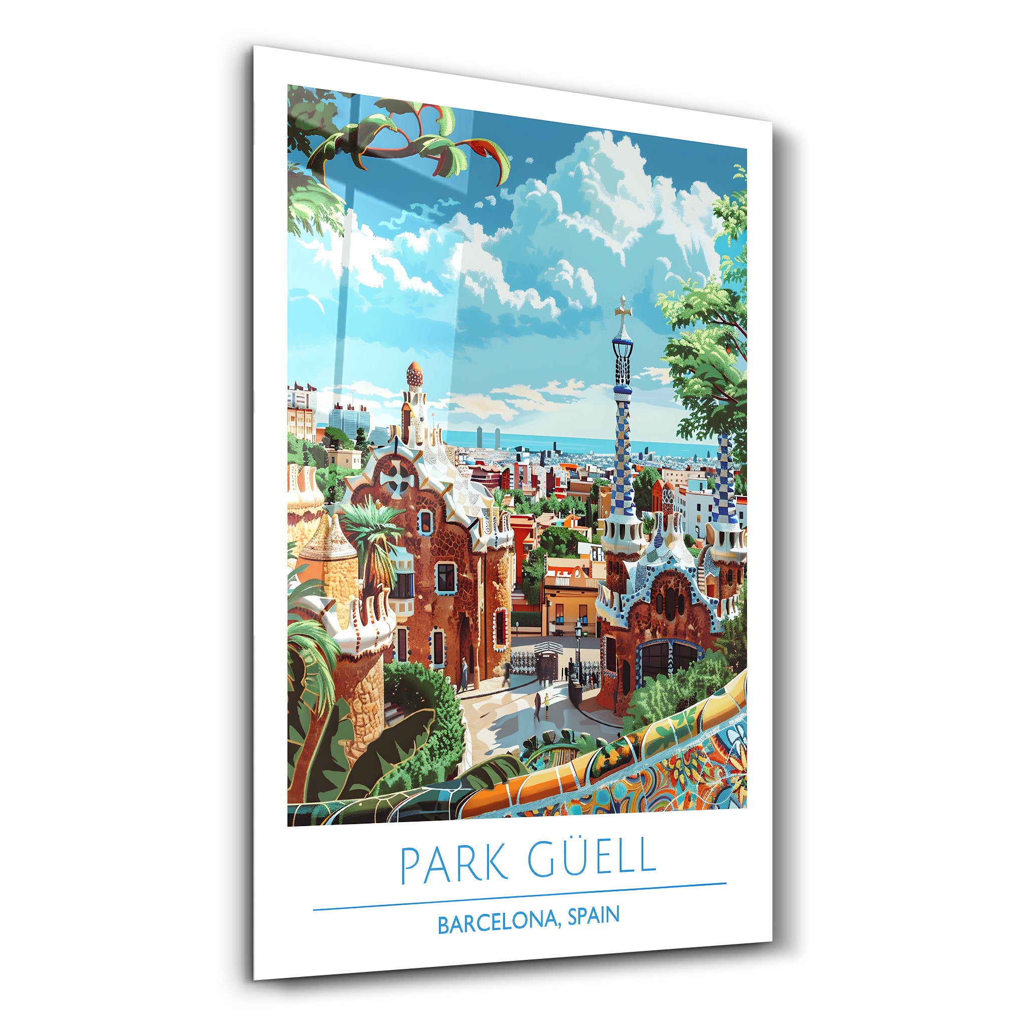 Park Güell-Barcelona Spanien-Reiseposter | <tc>Glasbild</tc>