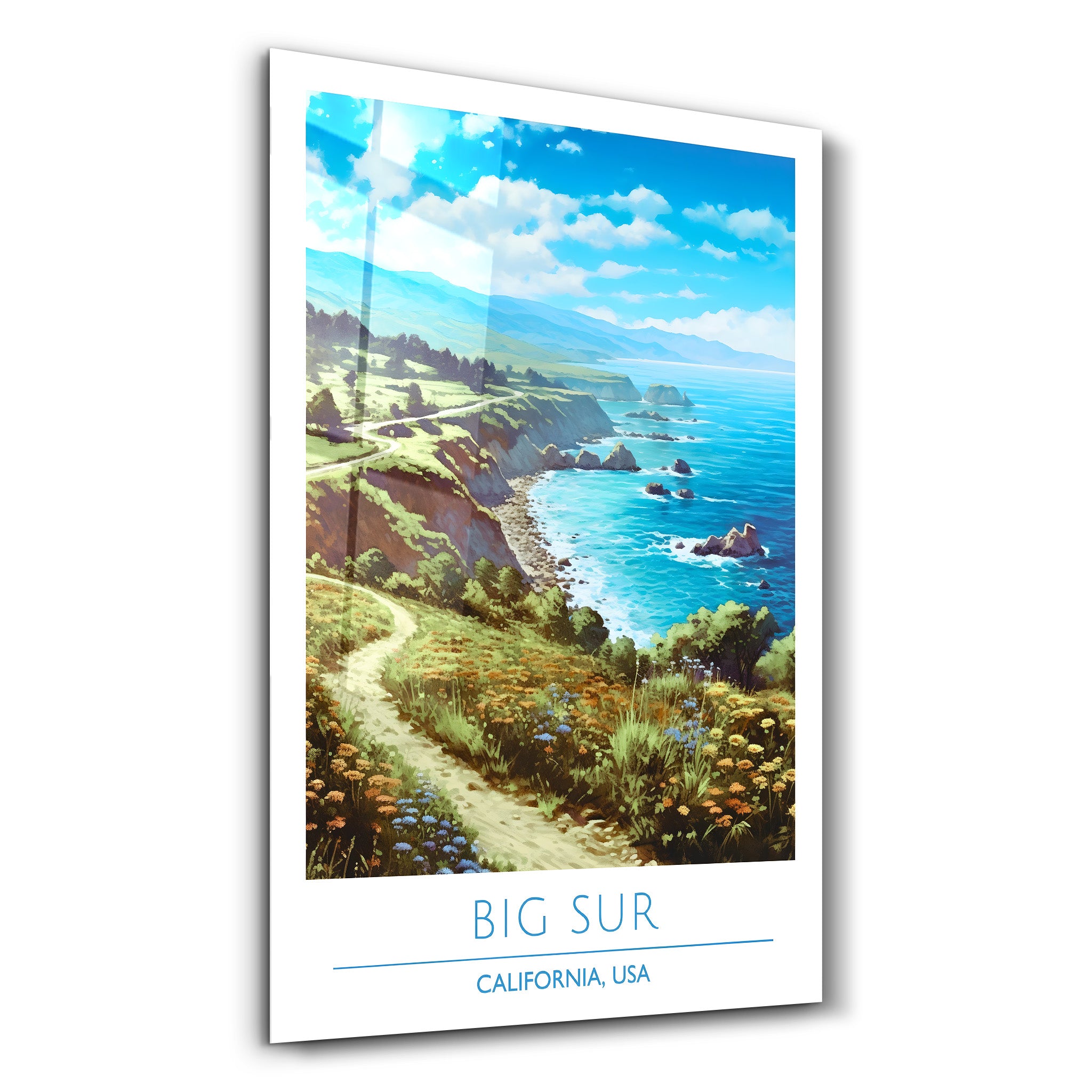 Big Sur-Kalifornien USA-Reiseposter | <tc>Glasbild</tc>