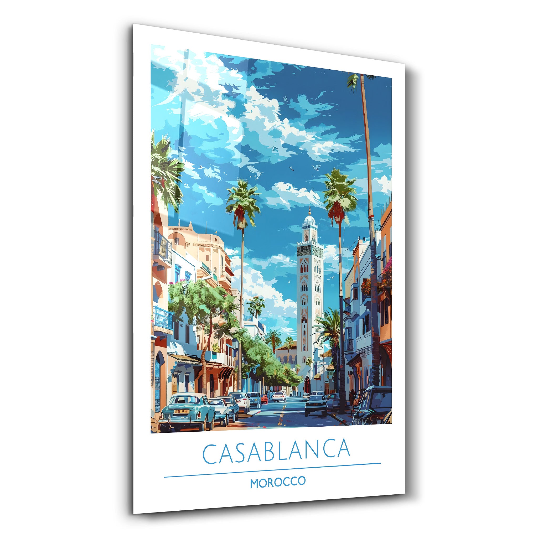 Casablanca Marokko-Reiseposter | <tc>Glasbild</tc>