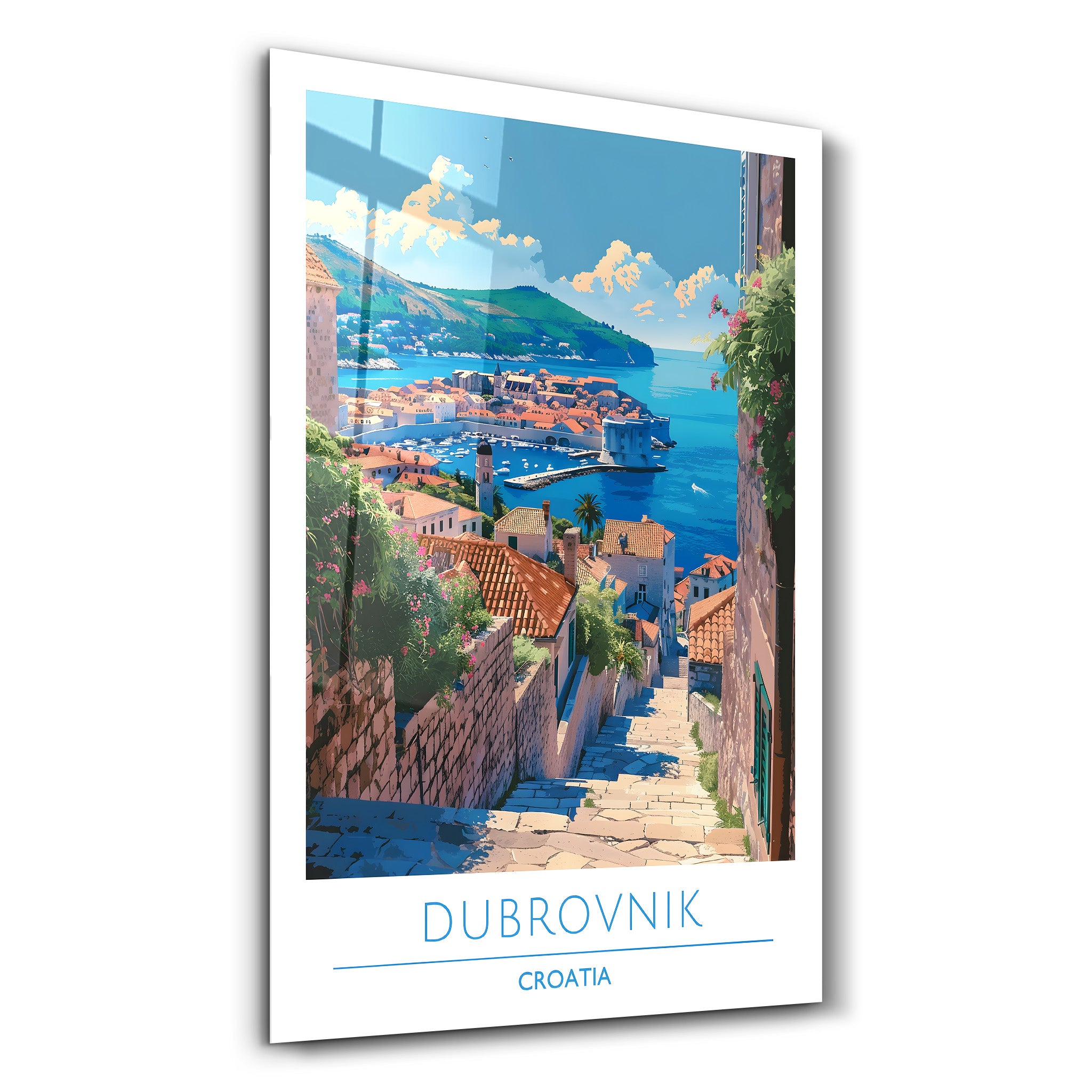 Dubrovnik Kroatien-Reiseposter | <tc>Glasbild</tc>