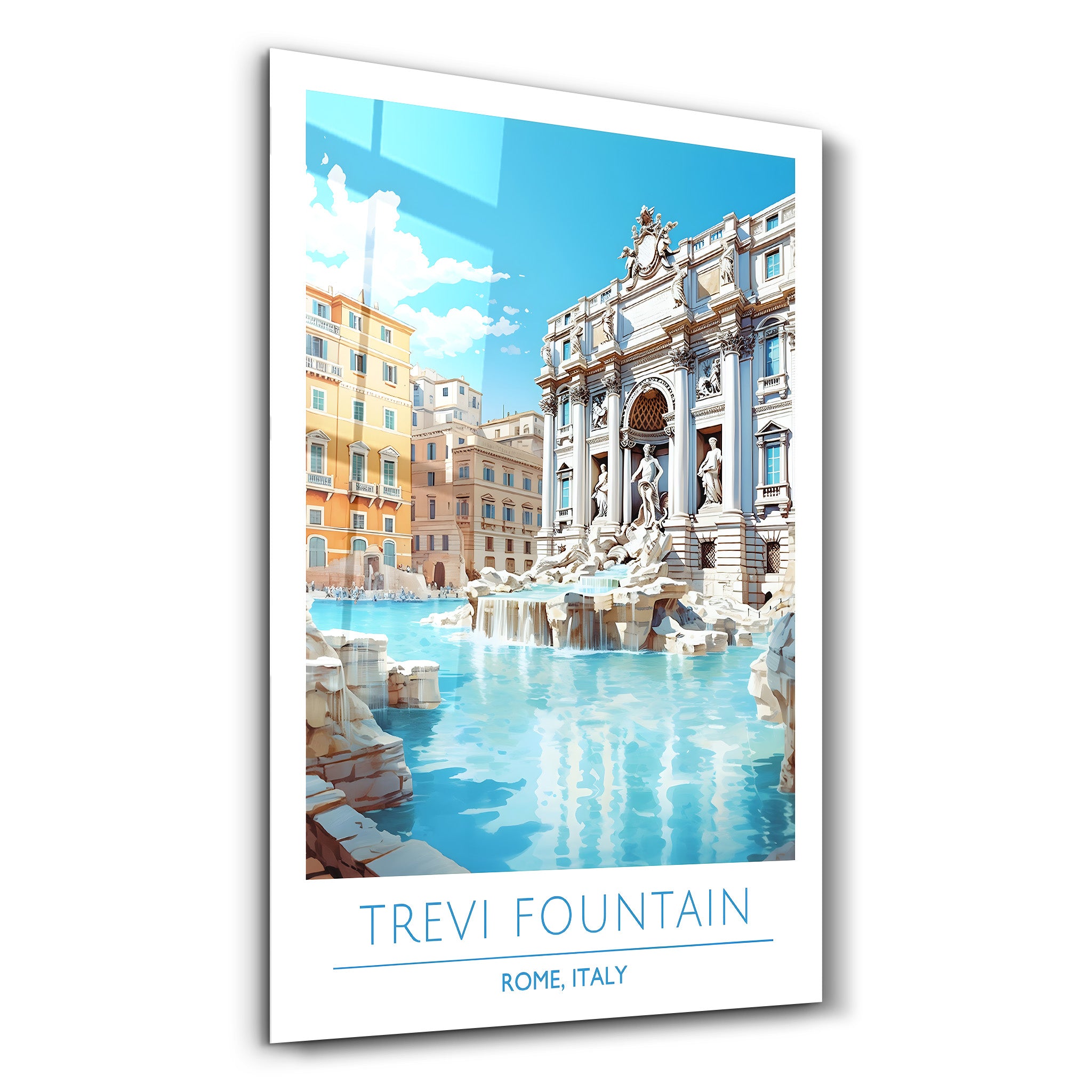 Trevi-Brunnen-Rom Italien-Reiseposter | <tc>Glasbild</tc>