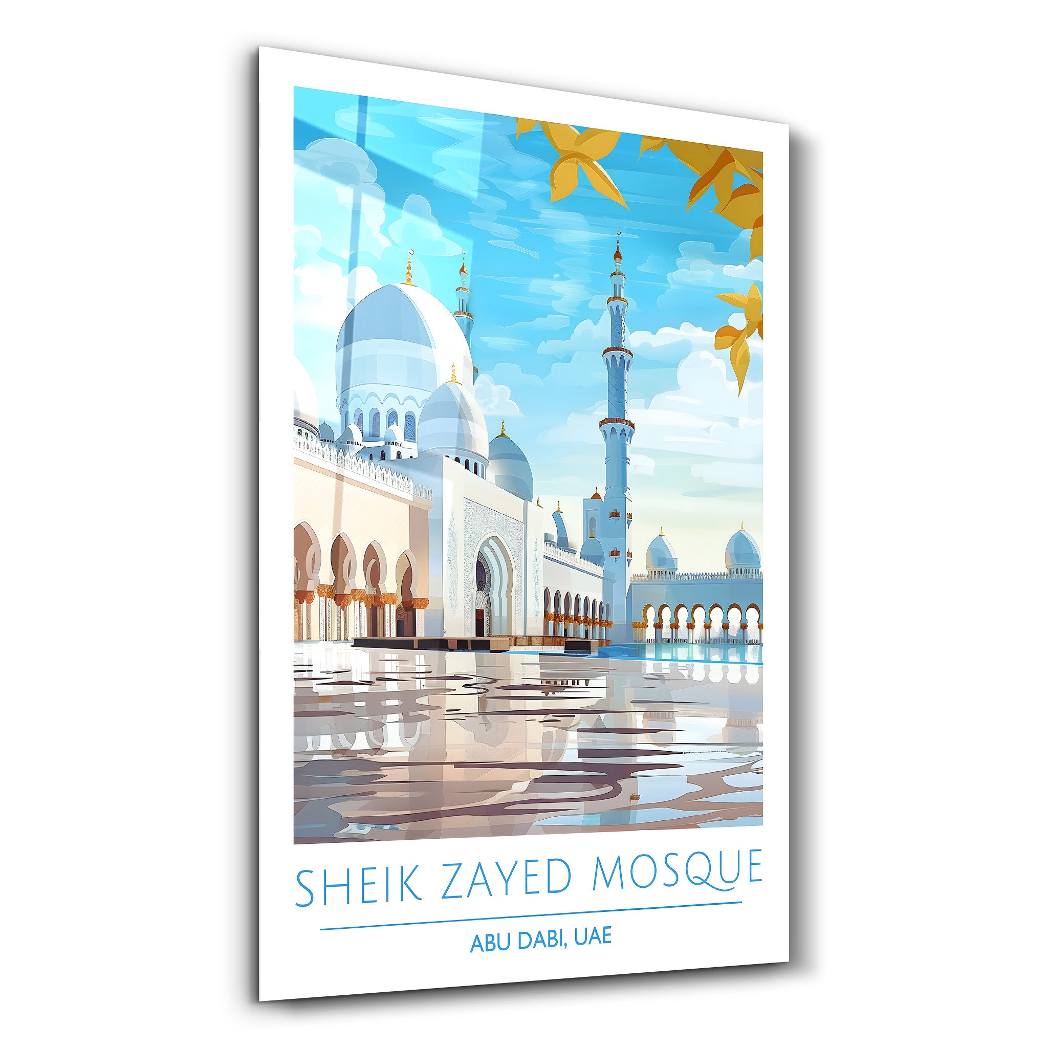 Mosquée Cheik Zayed-Abu Dhabi Émirats Arabes Unis-Affiches de voyage | Art mural en verre