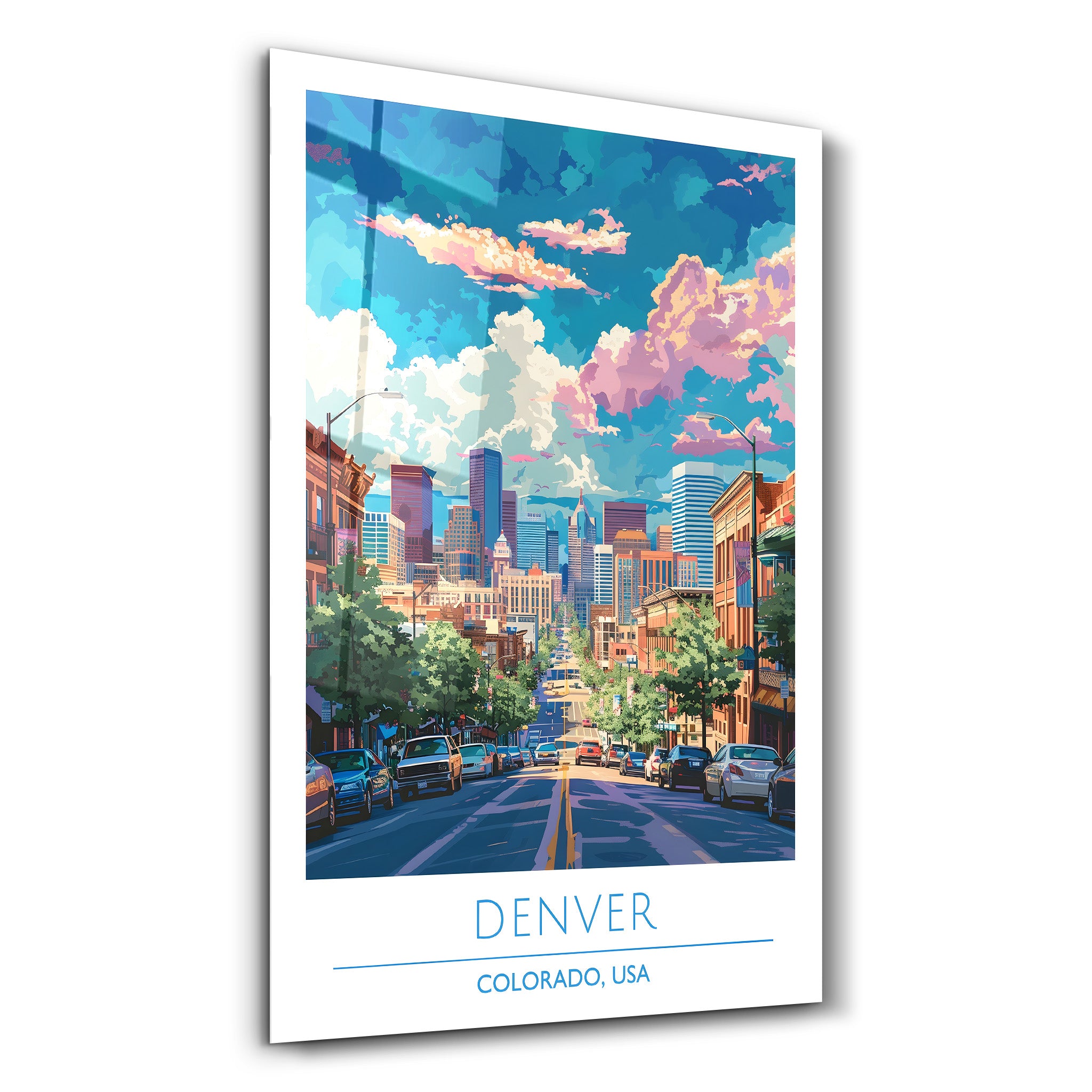 Denver-Colorado USA-Reiseposter | <tc>Glasbild</tc>