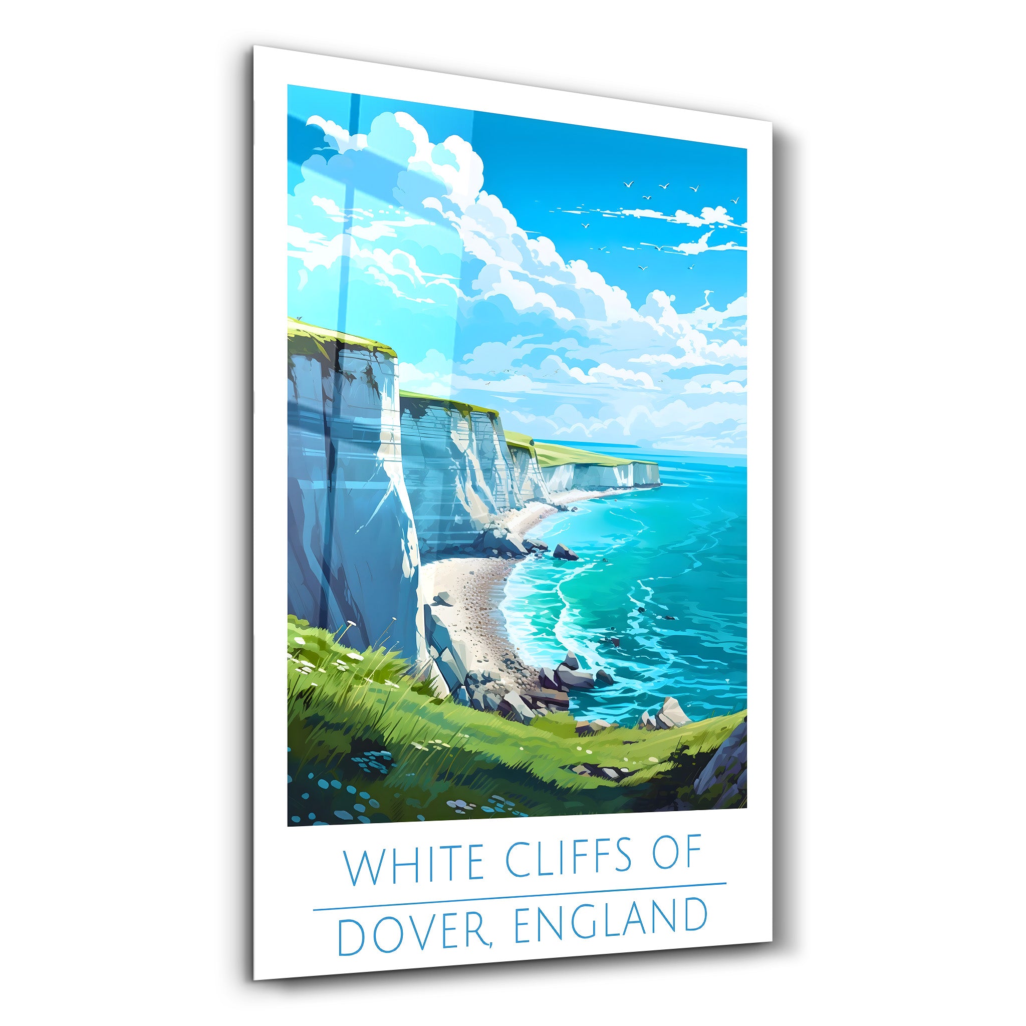 Weiße Klippen von Dover England-Reiseposter | <tc>Glasbild</tc>