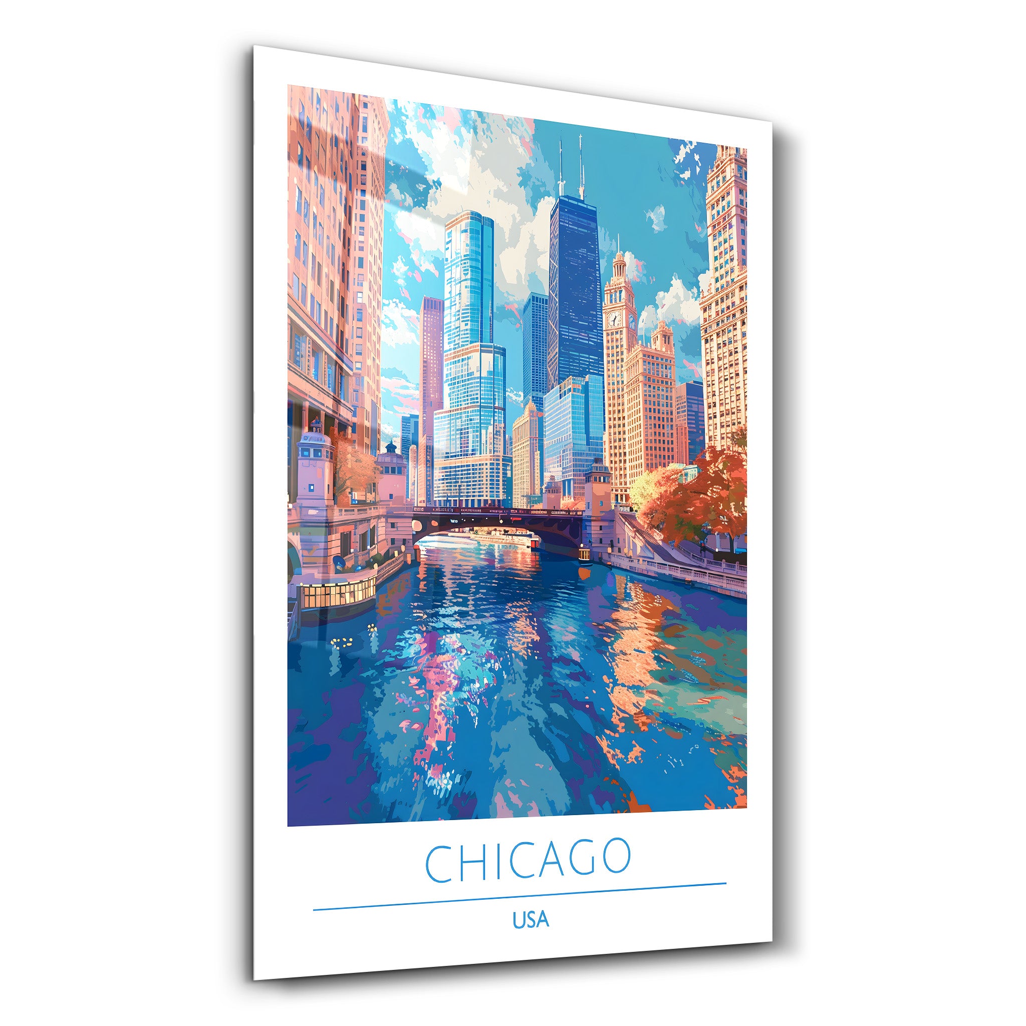 Chicago USA-Reiseposter | <tc>Glasbild</tc>