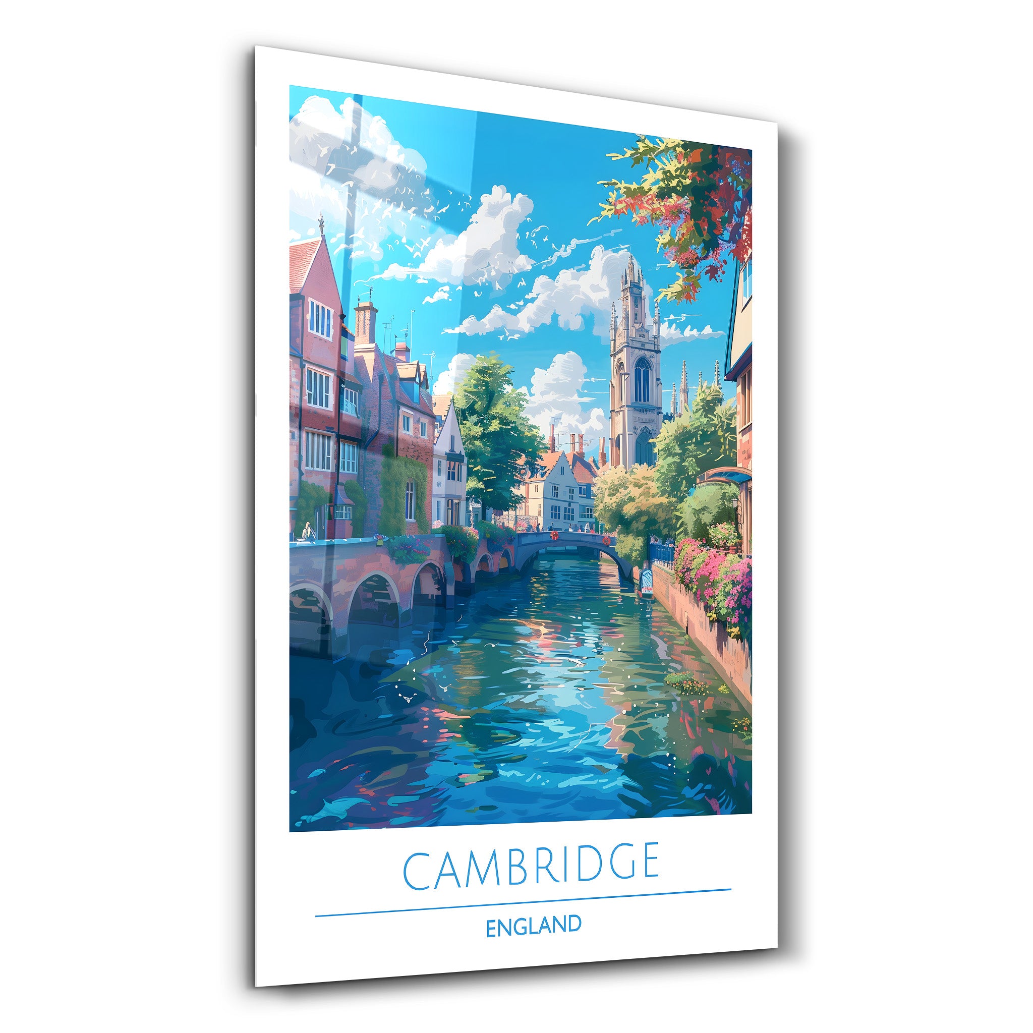 Cambridge Angleterre-Affiches de voyage | Art mural en verre