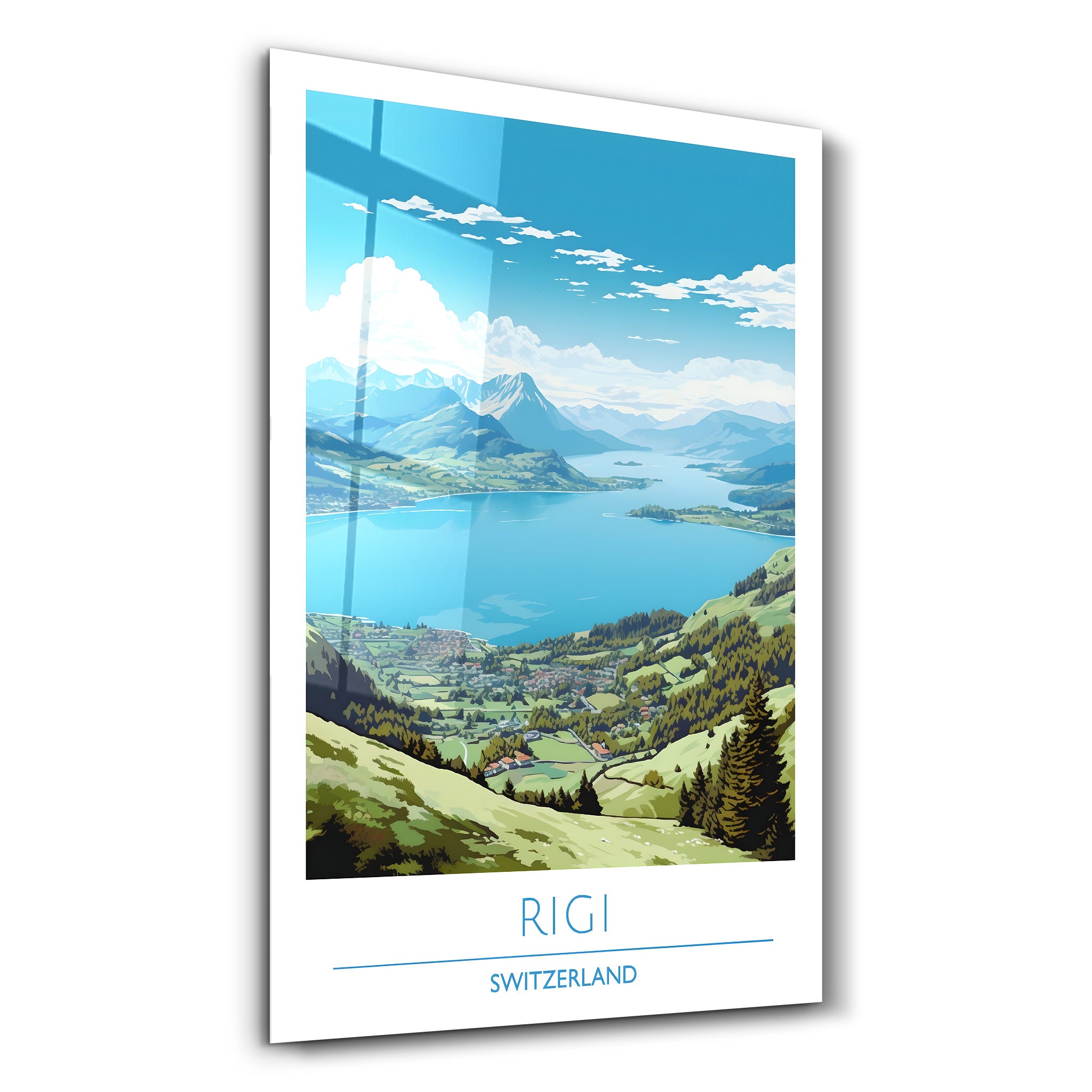 Rigi Schweiz-Reiseposter | <tc>Glasbild</tc>