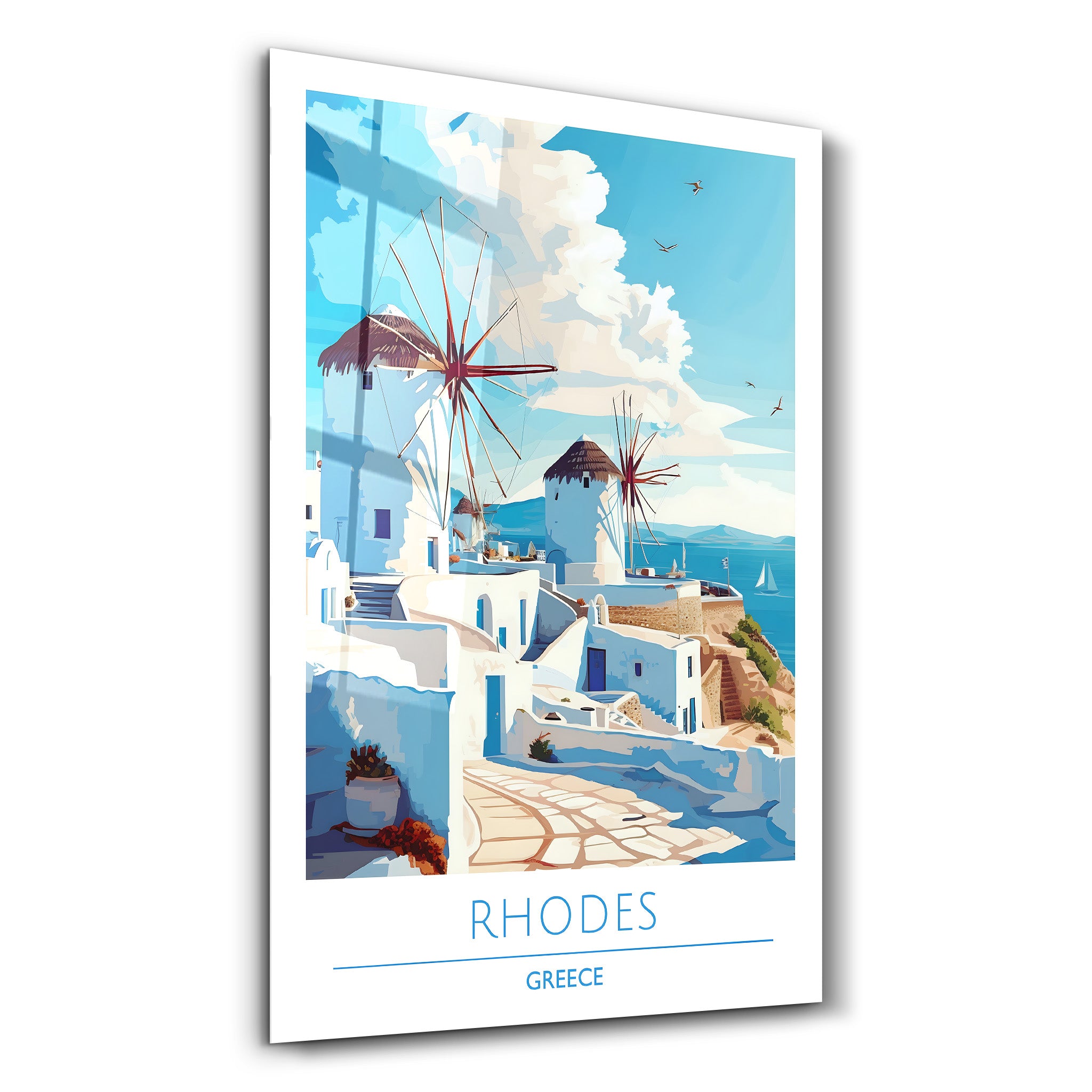 Rhodos Griechenland-Reiseposter | <tc>Glasbild</tc>