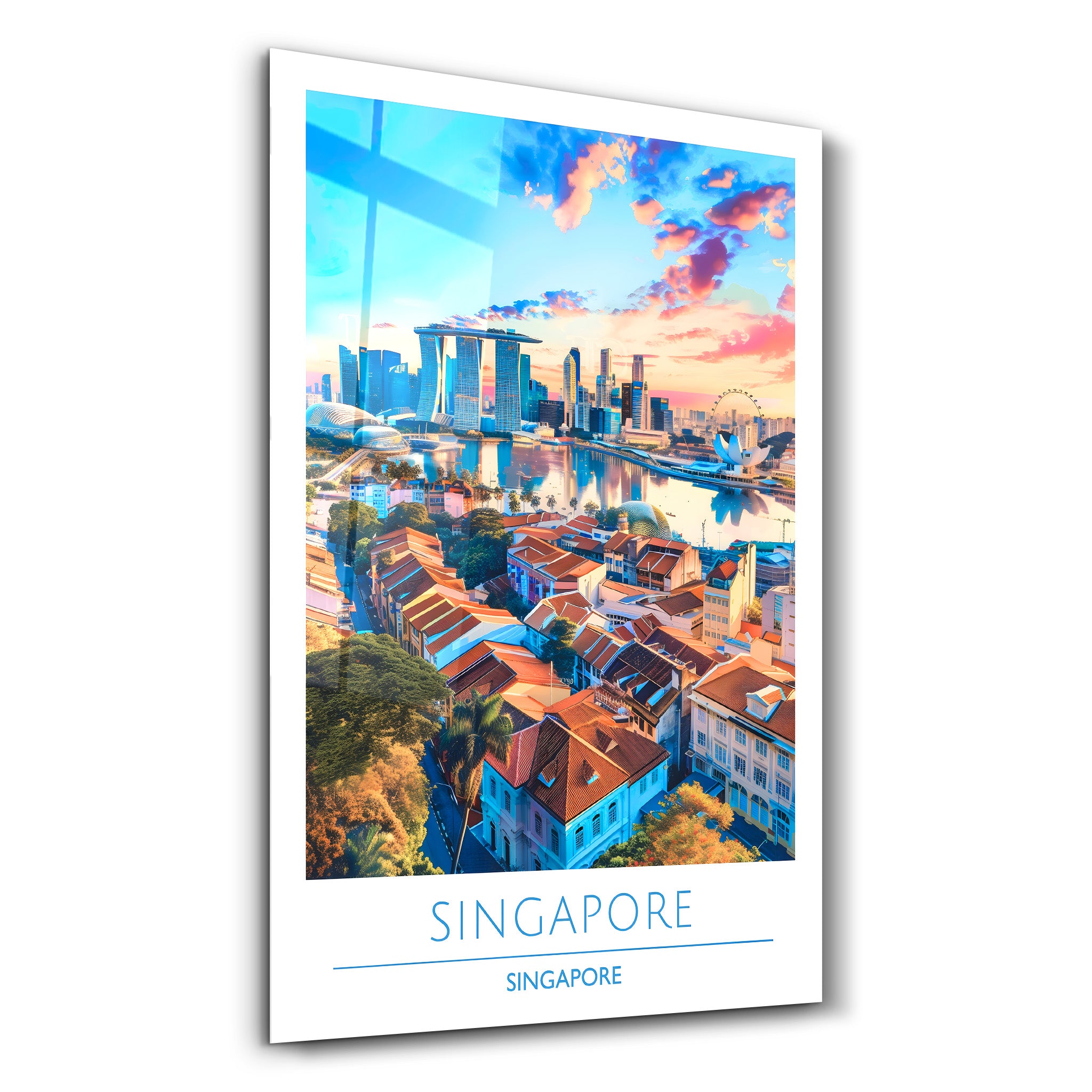 Singapur Singapur-Reiseposter | <tc>Glasbild</tc>