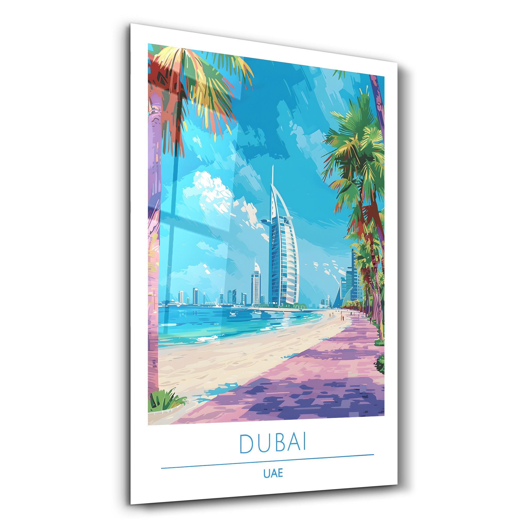 Dubai VAE-Reiseposter | <tc>Glasbild</tc>