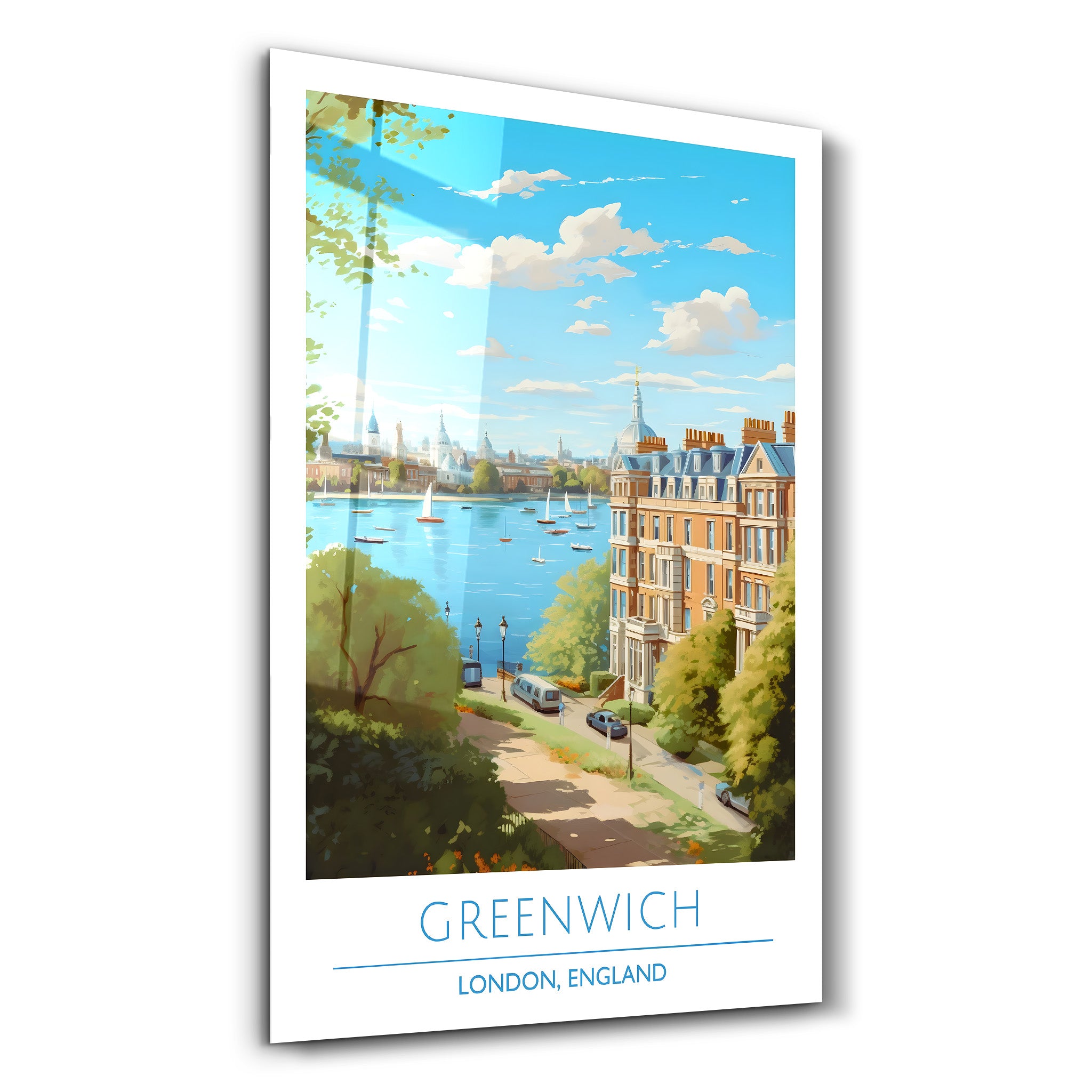 Greenwich-Londres Angleterre-Affiches de voyage | Art mural en verre