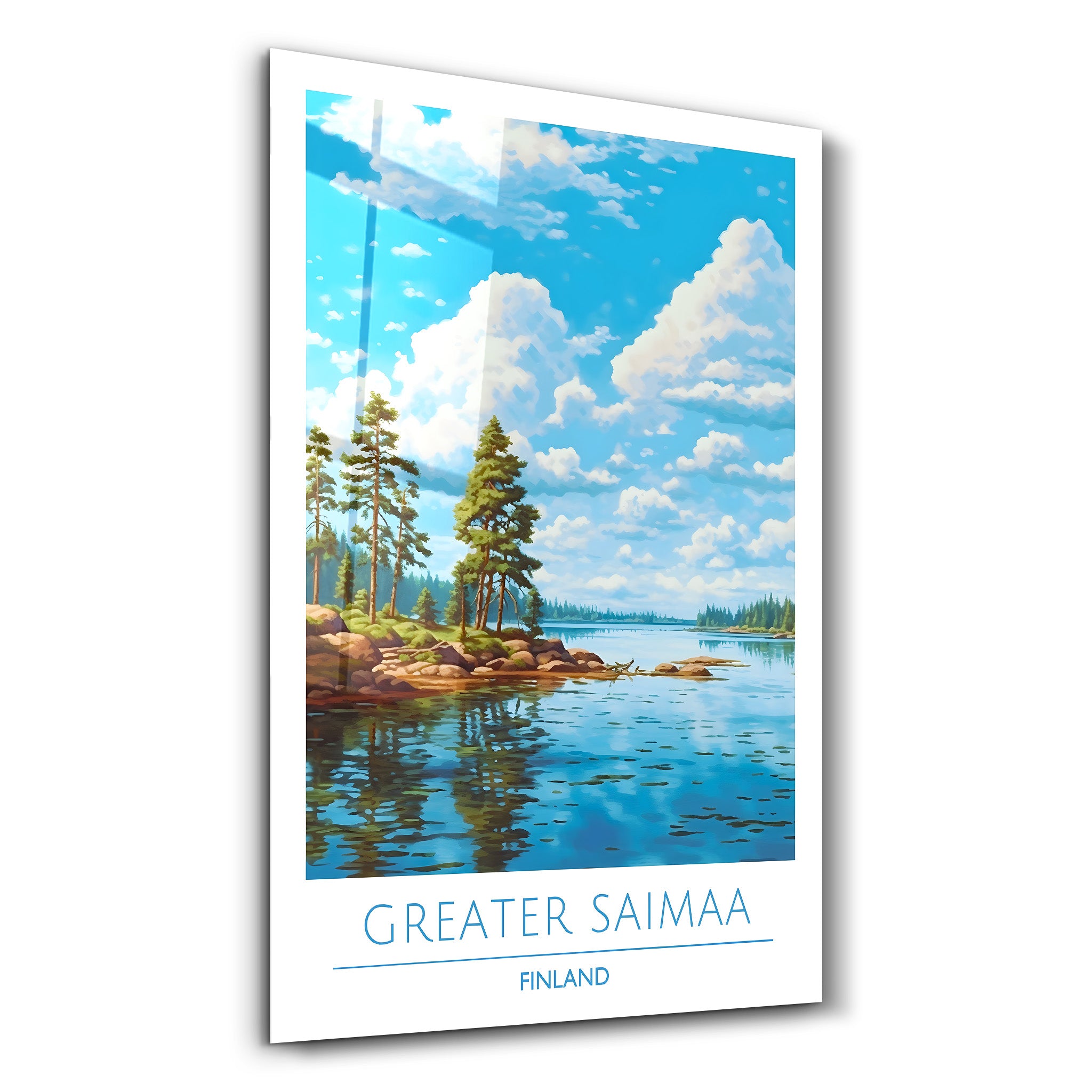 Greater Saimaa Finnland-Reiseposter | <tc>Glasbild</tc>