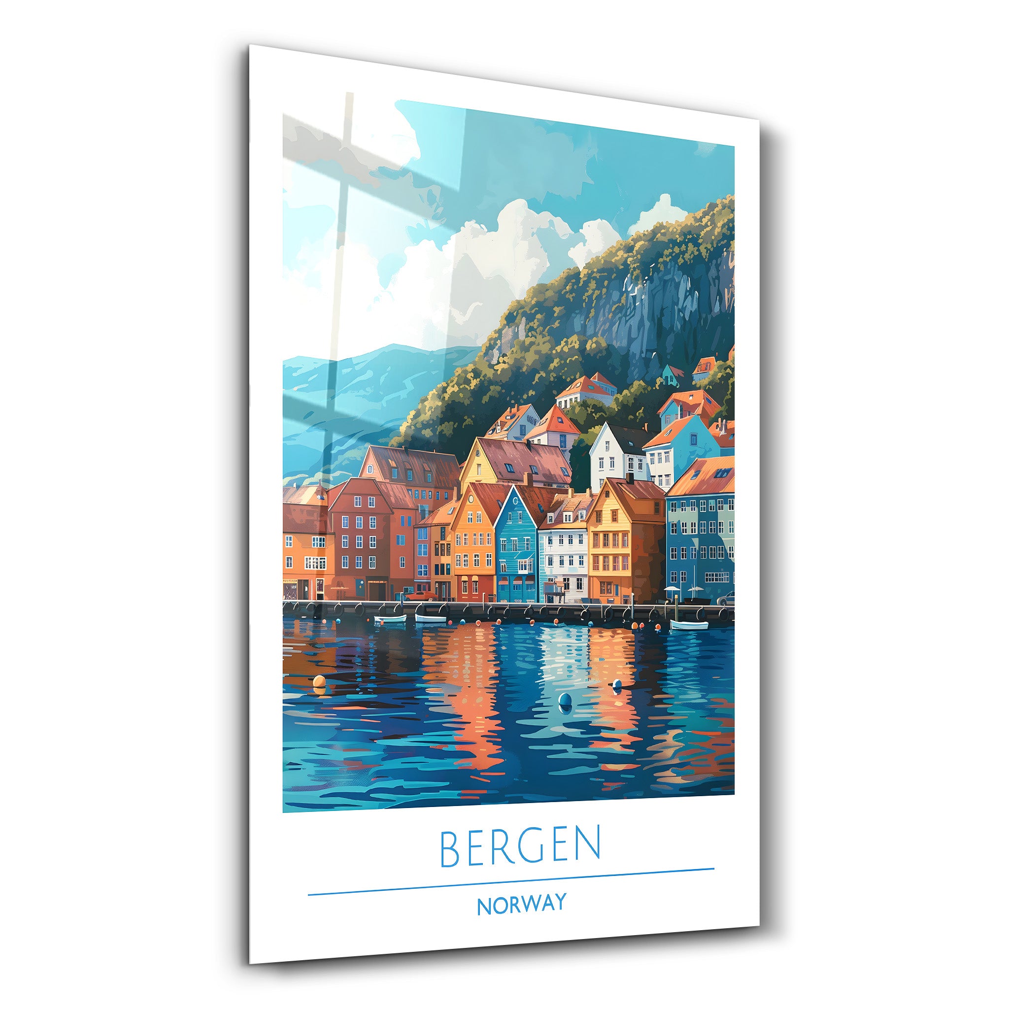 Bergen Norwegen-Reiseposter | <tc>Glasbild</tc>