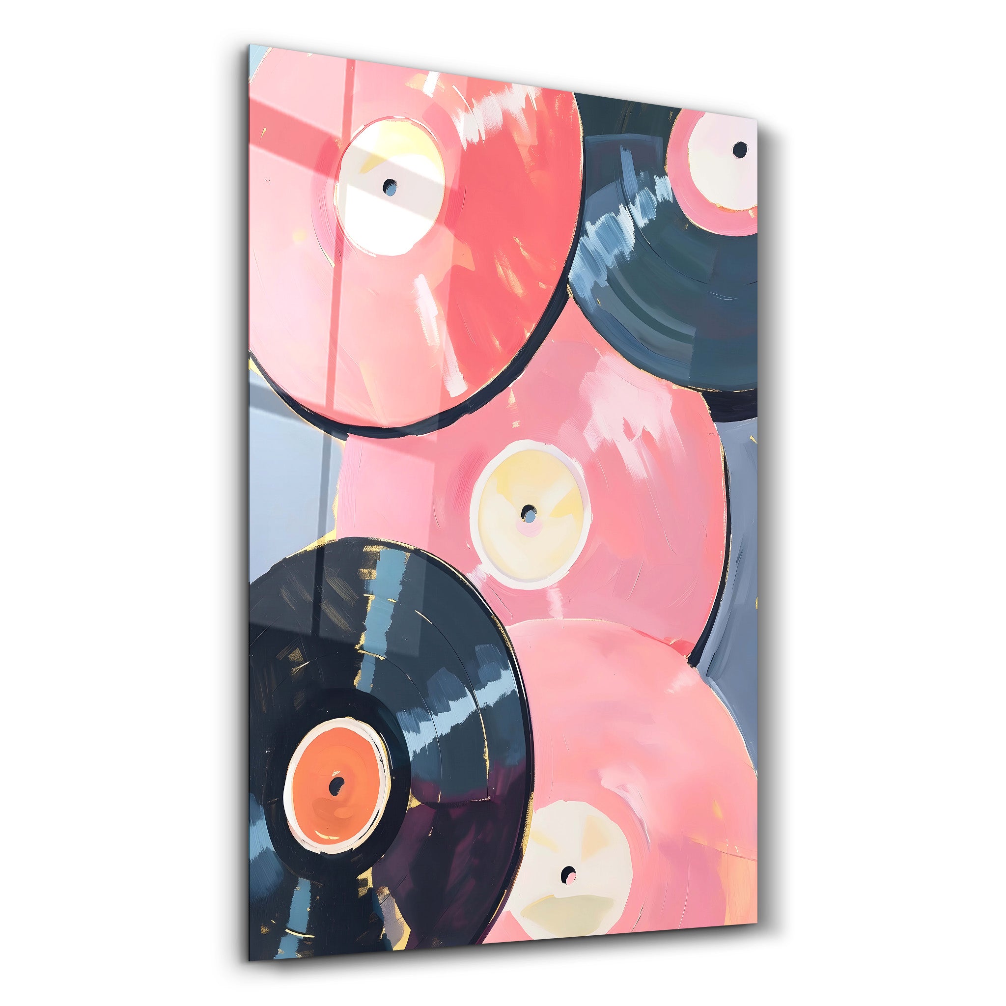 Disques roses - Art mural en verre