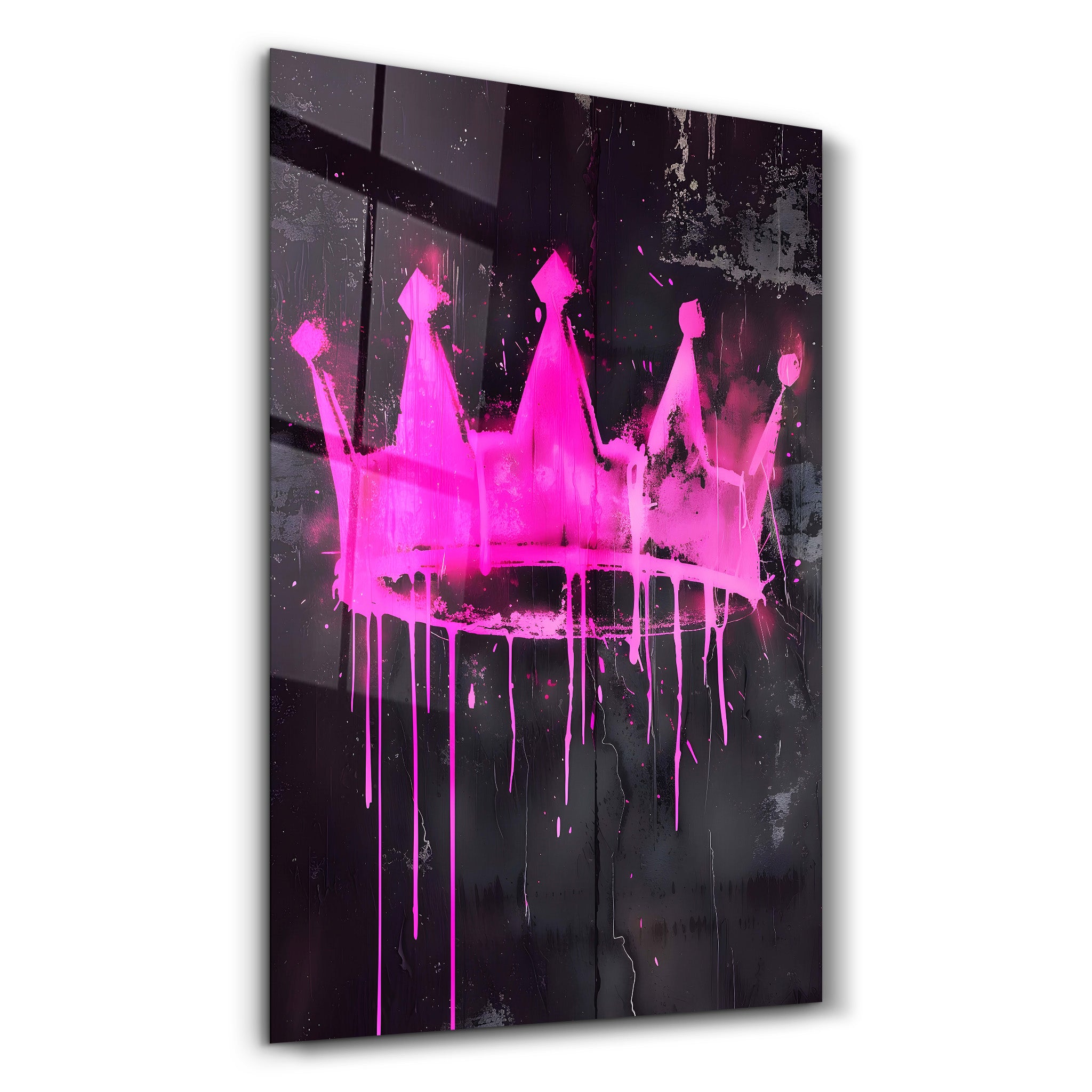 Couronne rose - Art mural en verre