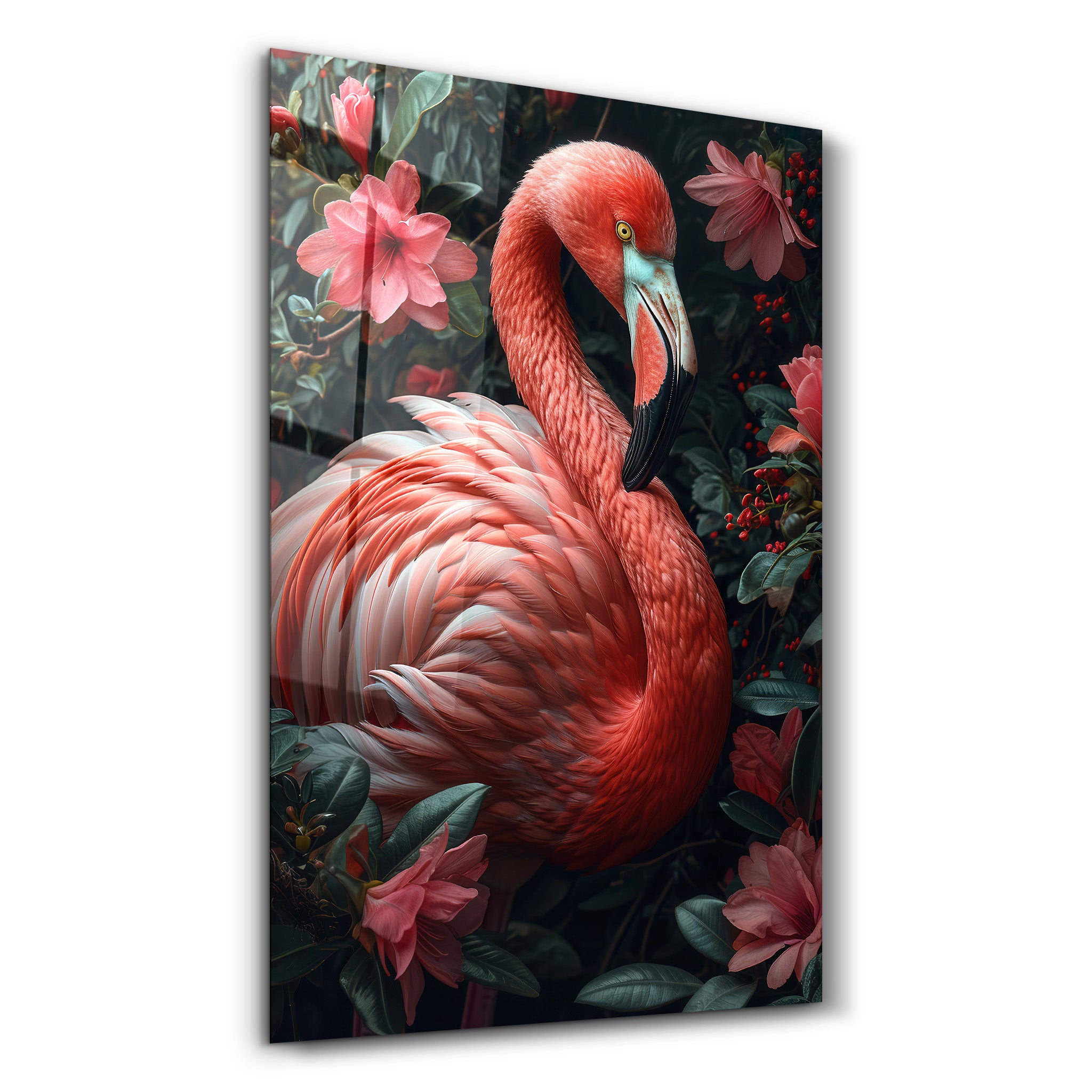 Magnifique flamant rose – Art mural en verre