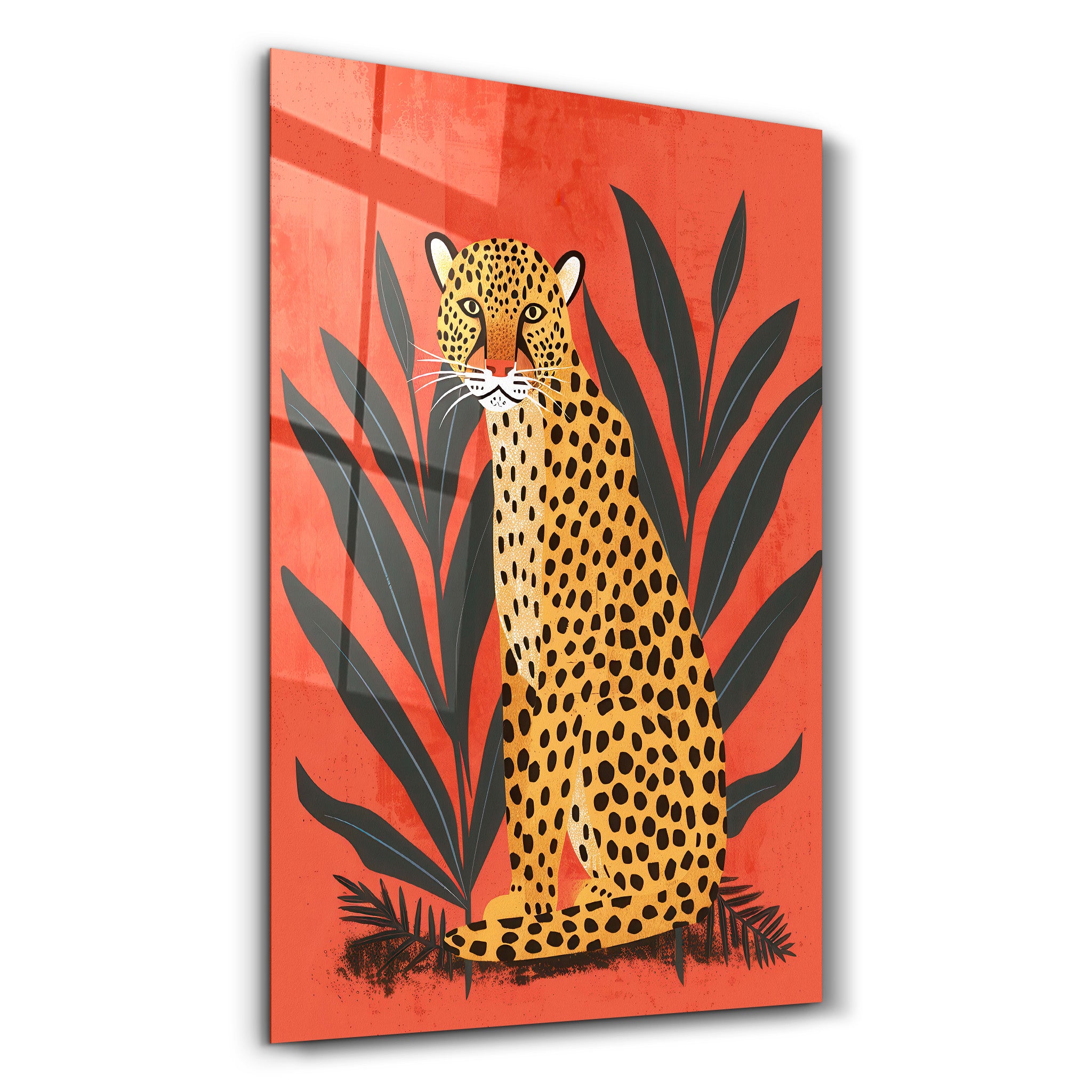 Leopard Retro - <tc>Glasbild</tc>