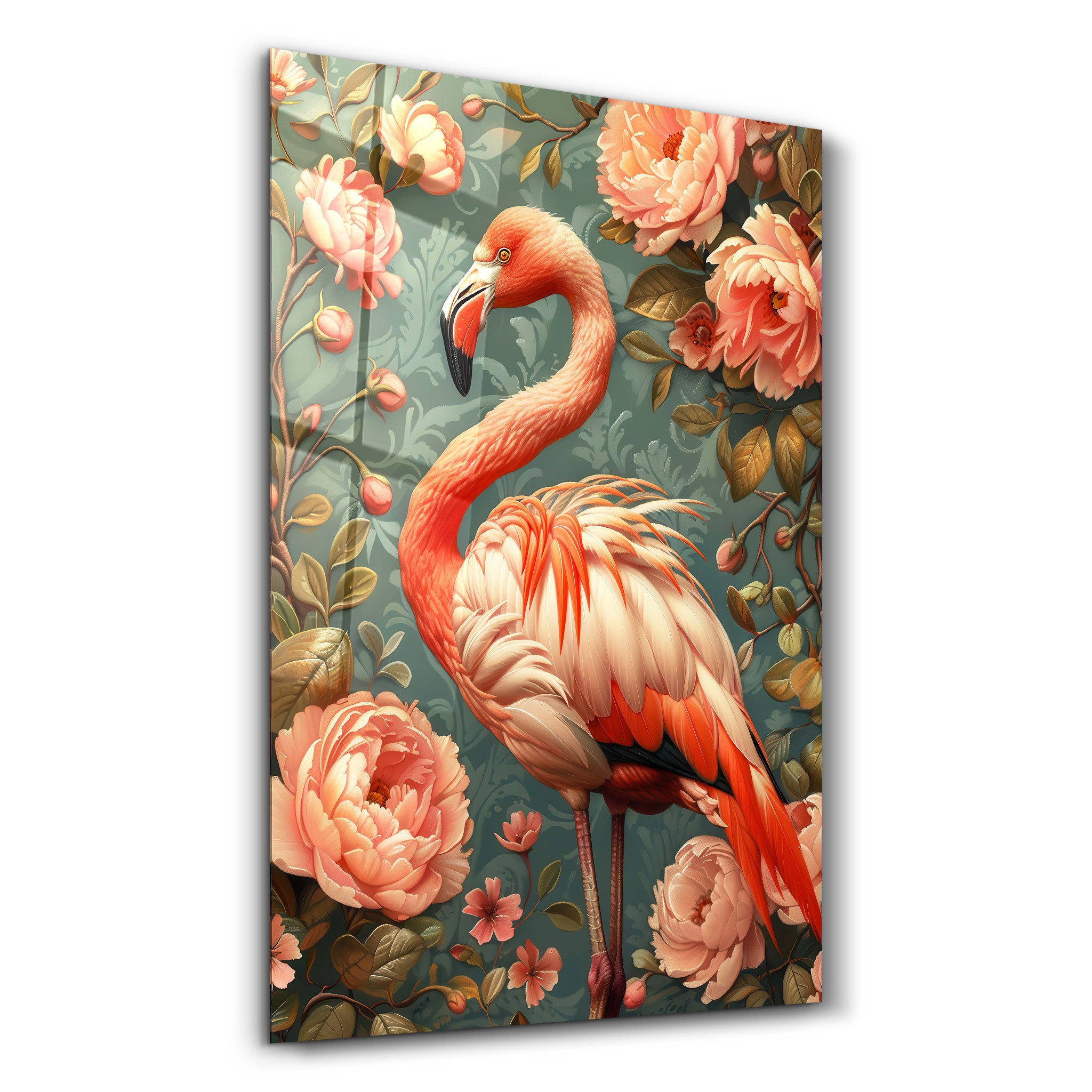 Wunderschöne Flamingo-Pastelltöne - <tc>Glasbild</tc>