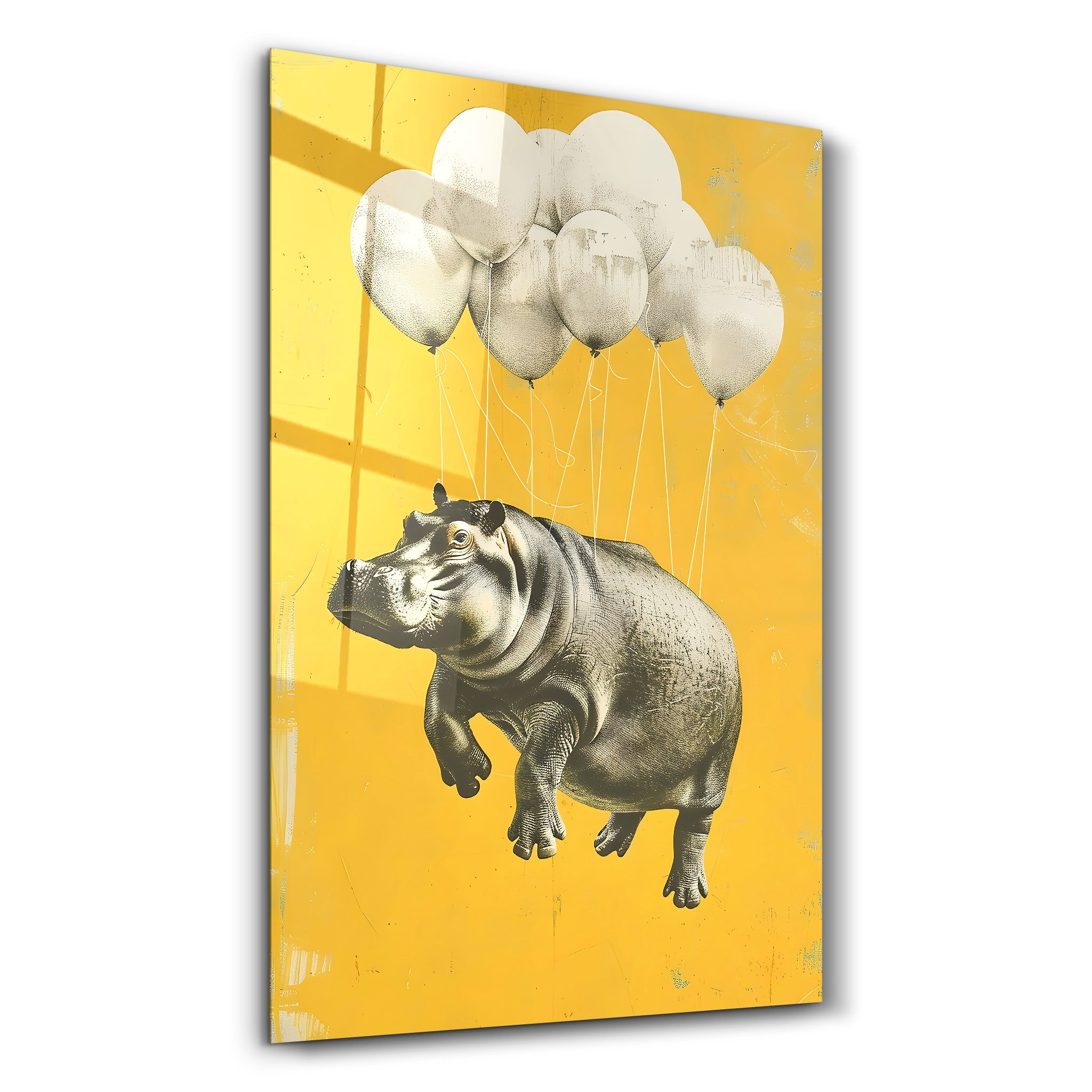 Hippo Rising avec des ballons - Art mural en verre