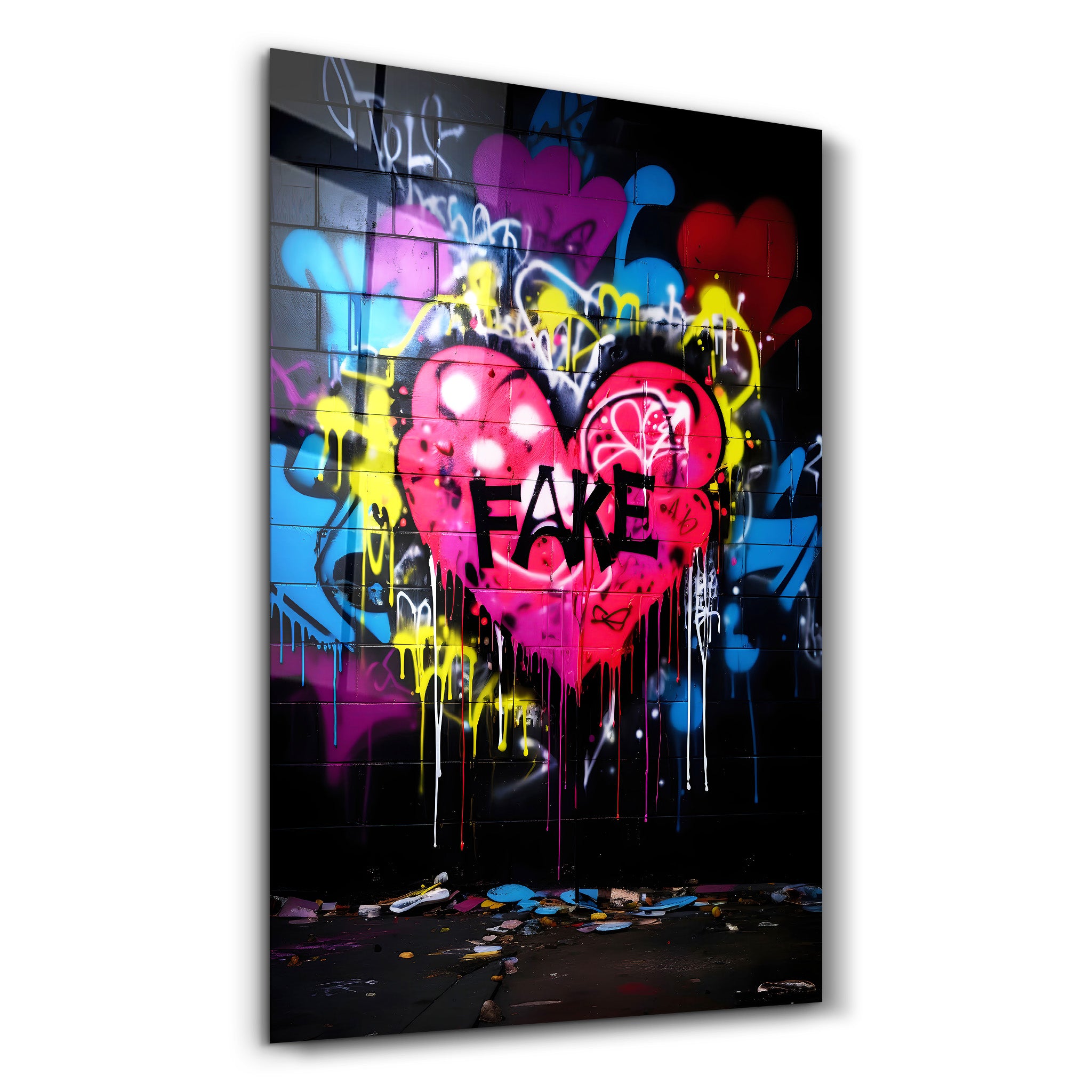 Faux Love Graffiti - Art mural en verre