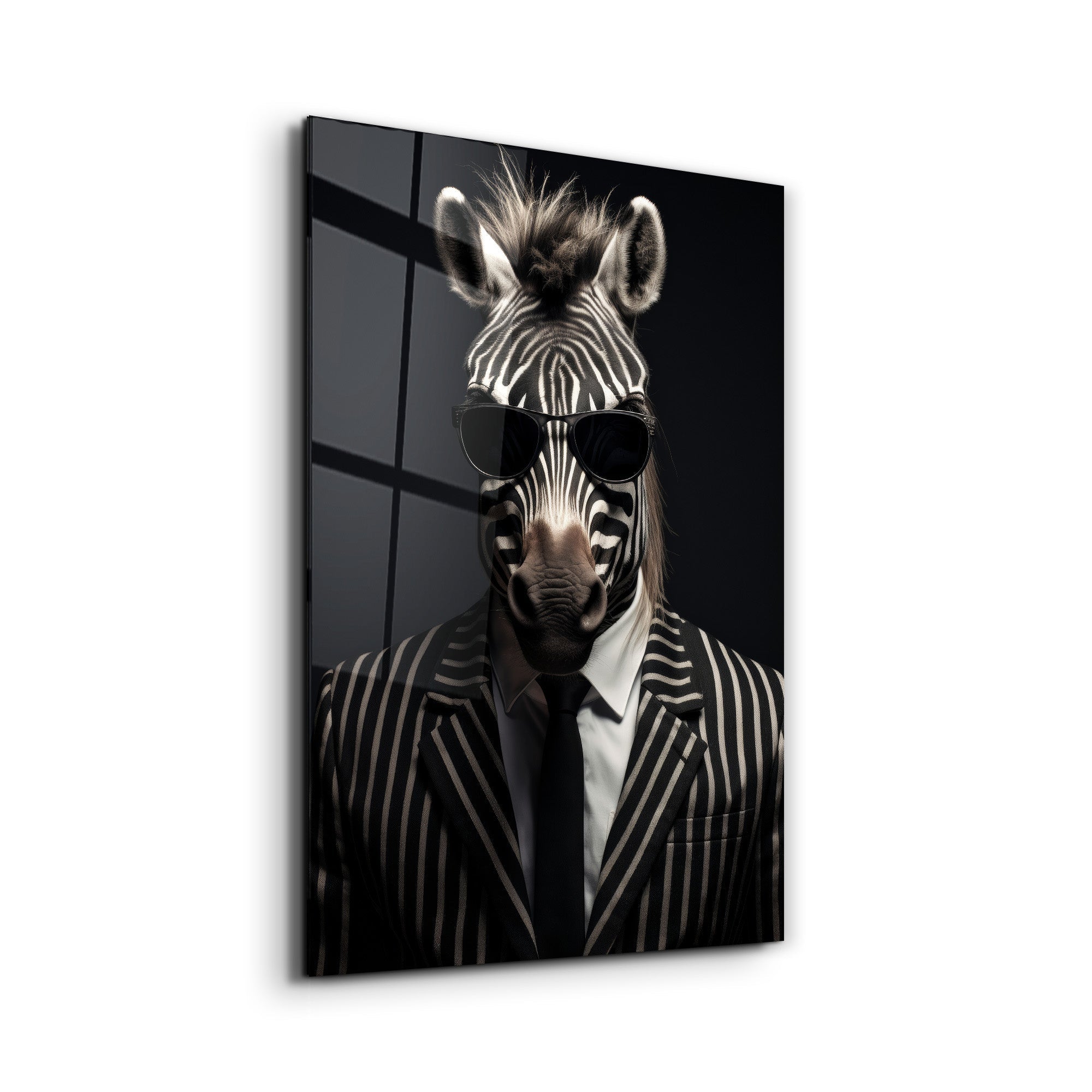 Zebra im Anzug・Designer-Kollektion <tc>Glasbild</tc>