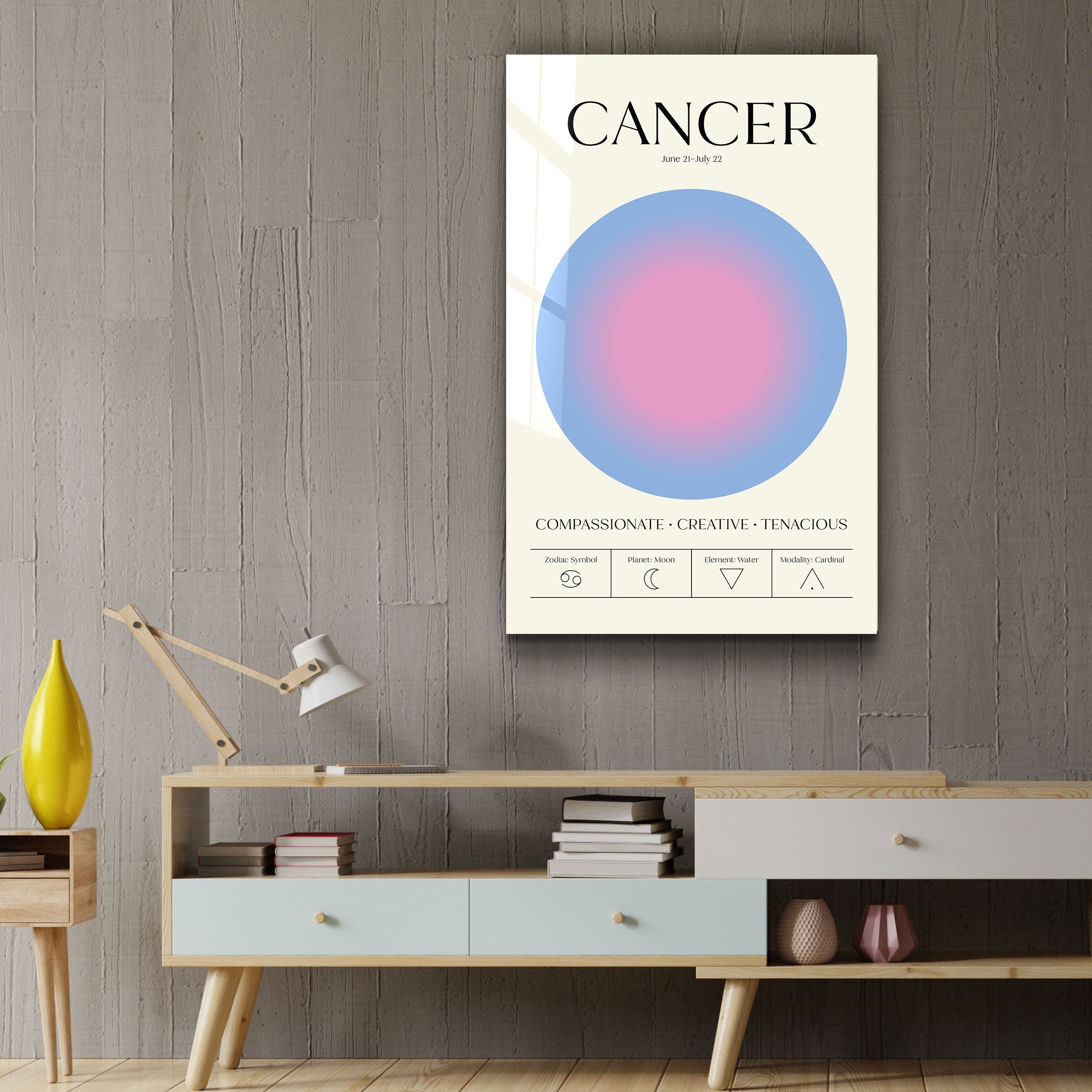 .."Cancer - Collection Aura". Art mural en verre du zodiaque