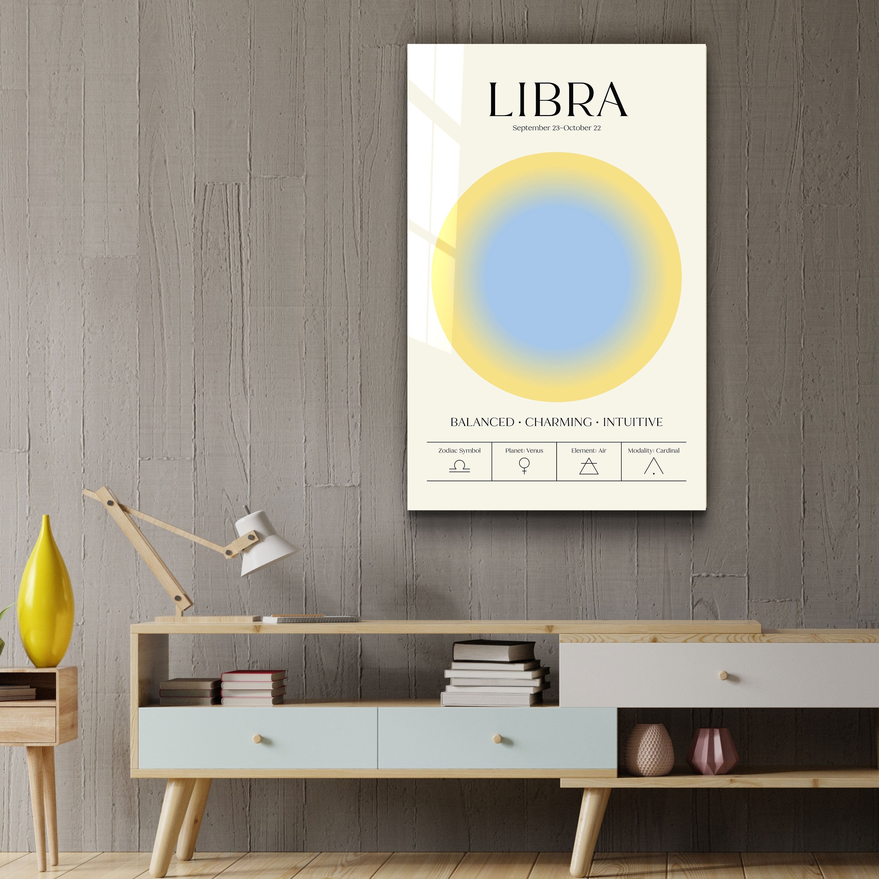 ."Libra - Aura Collection". Zodiac Glass Wall Art