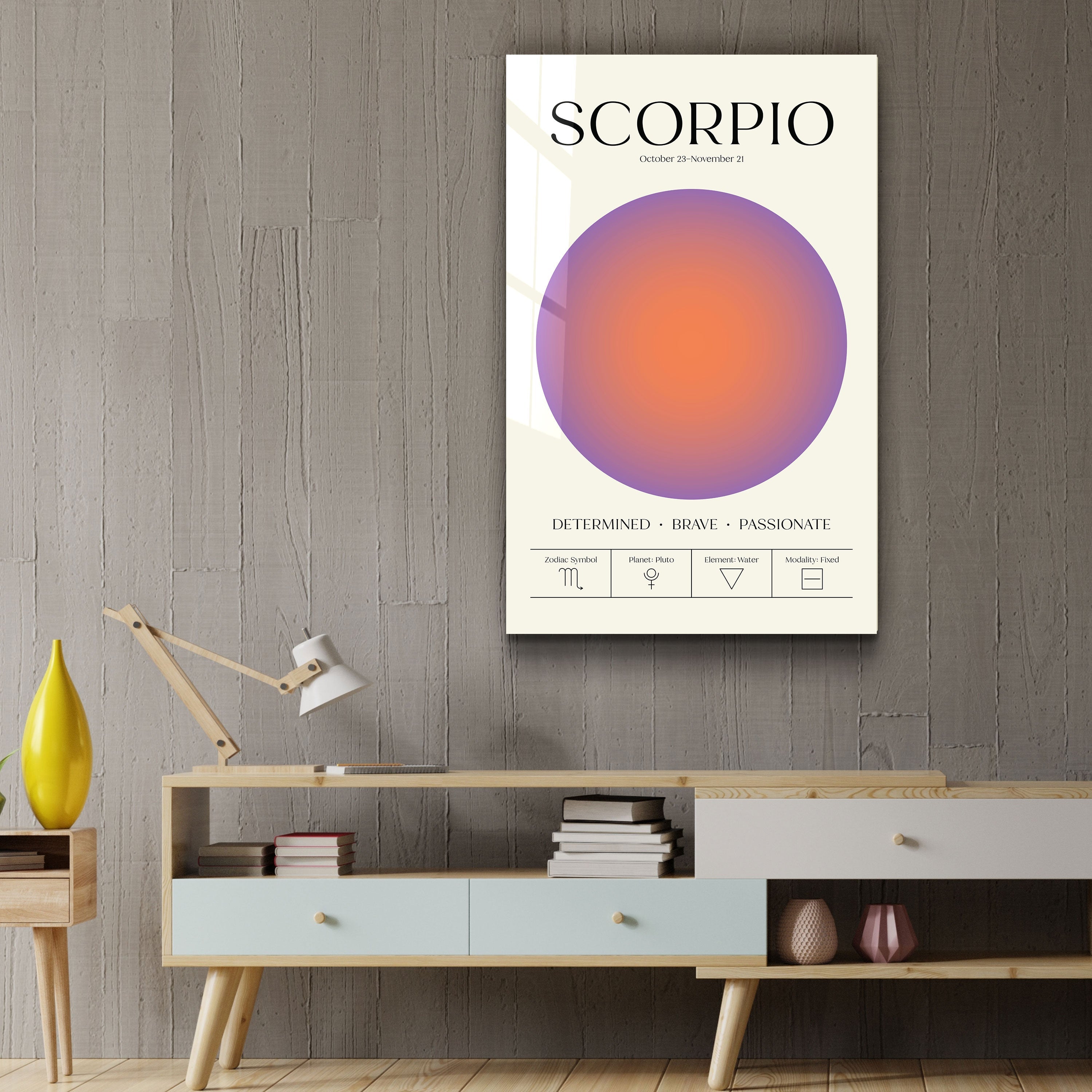 ."Scorpio - Aura Collection". Zodiac Glass Wall Art