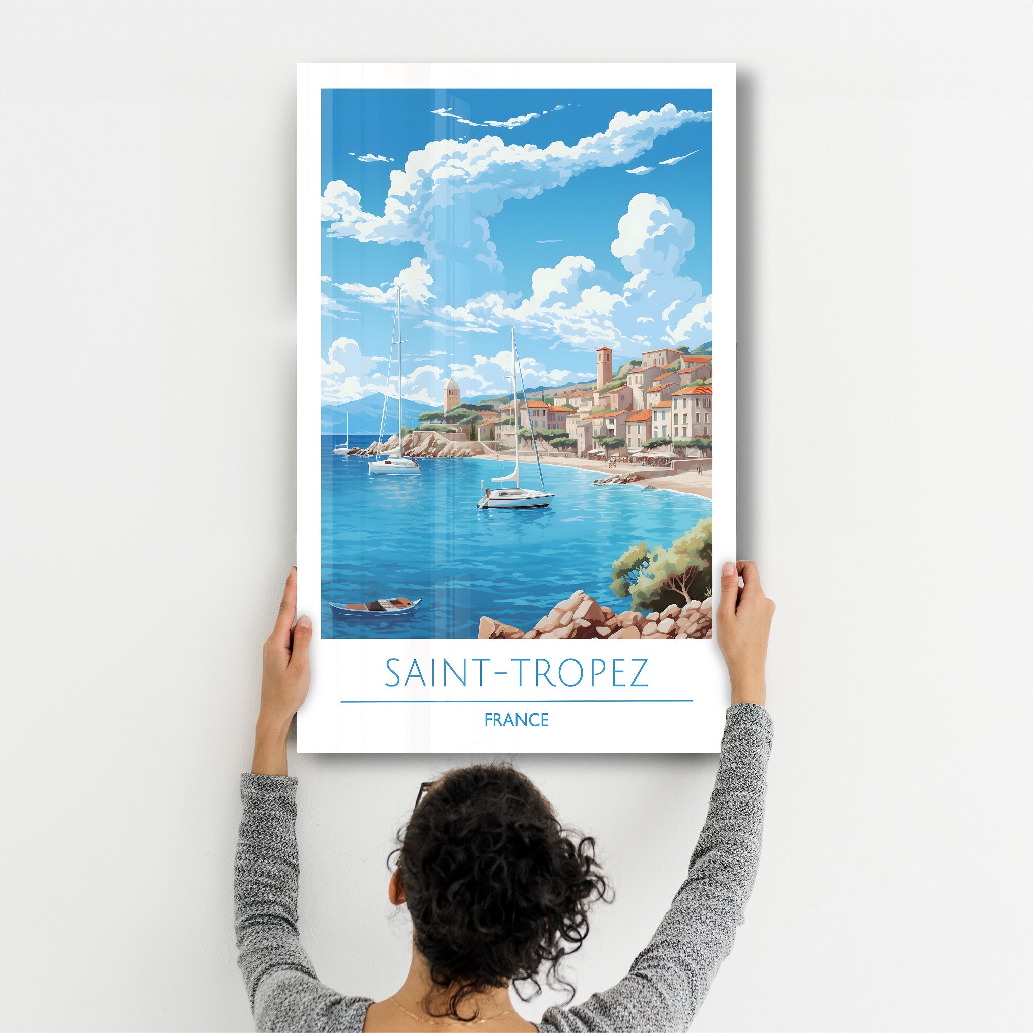 Saint-Tropez Frankreich-Reiseposter | <tc>Glasbild</tc>