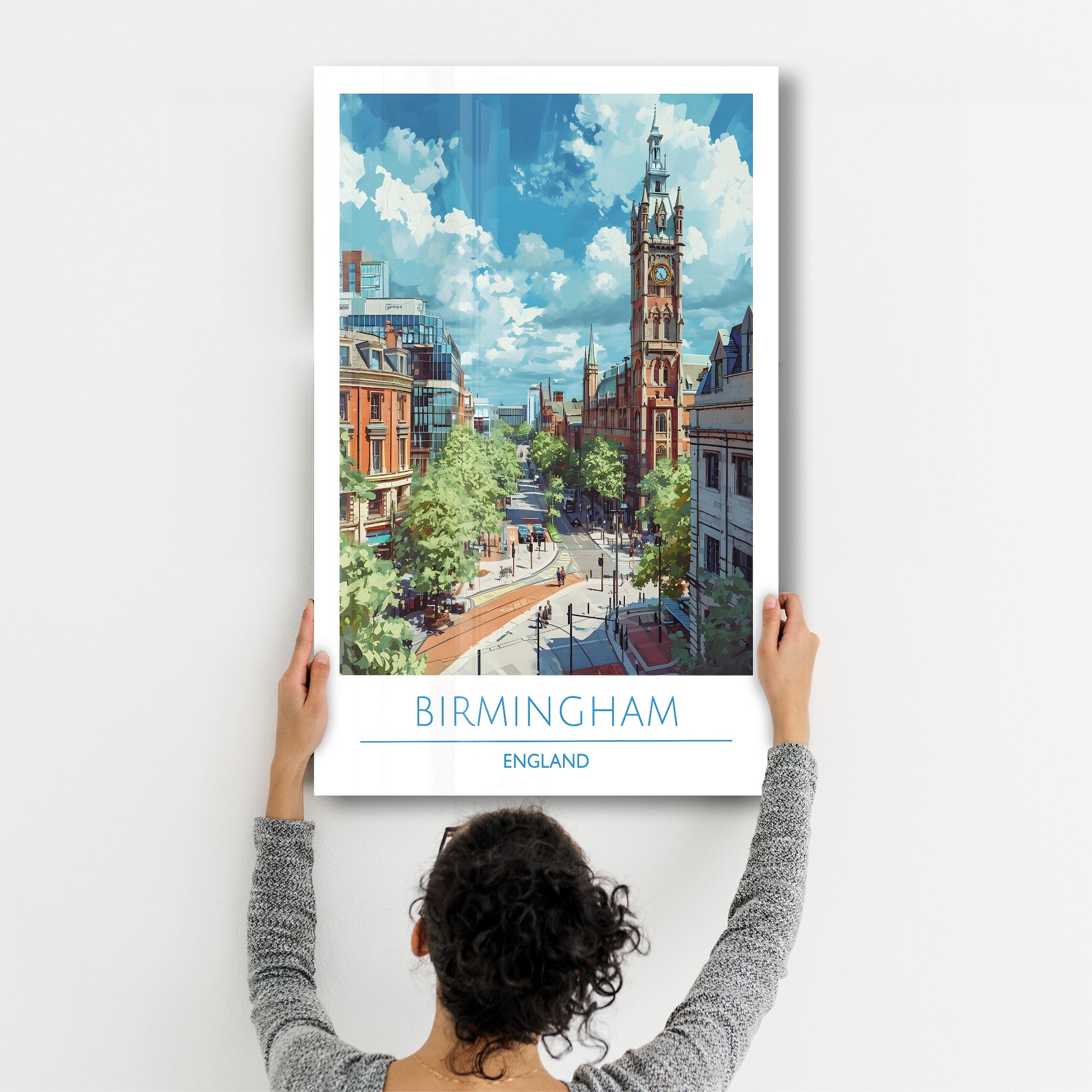 Birmingham England-Reiseposter | <tc>Glasbild</tc>