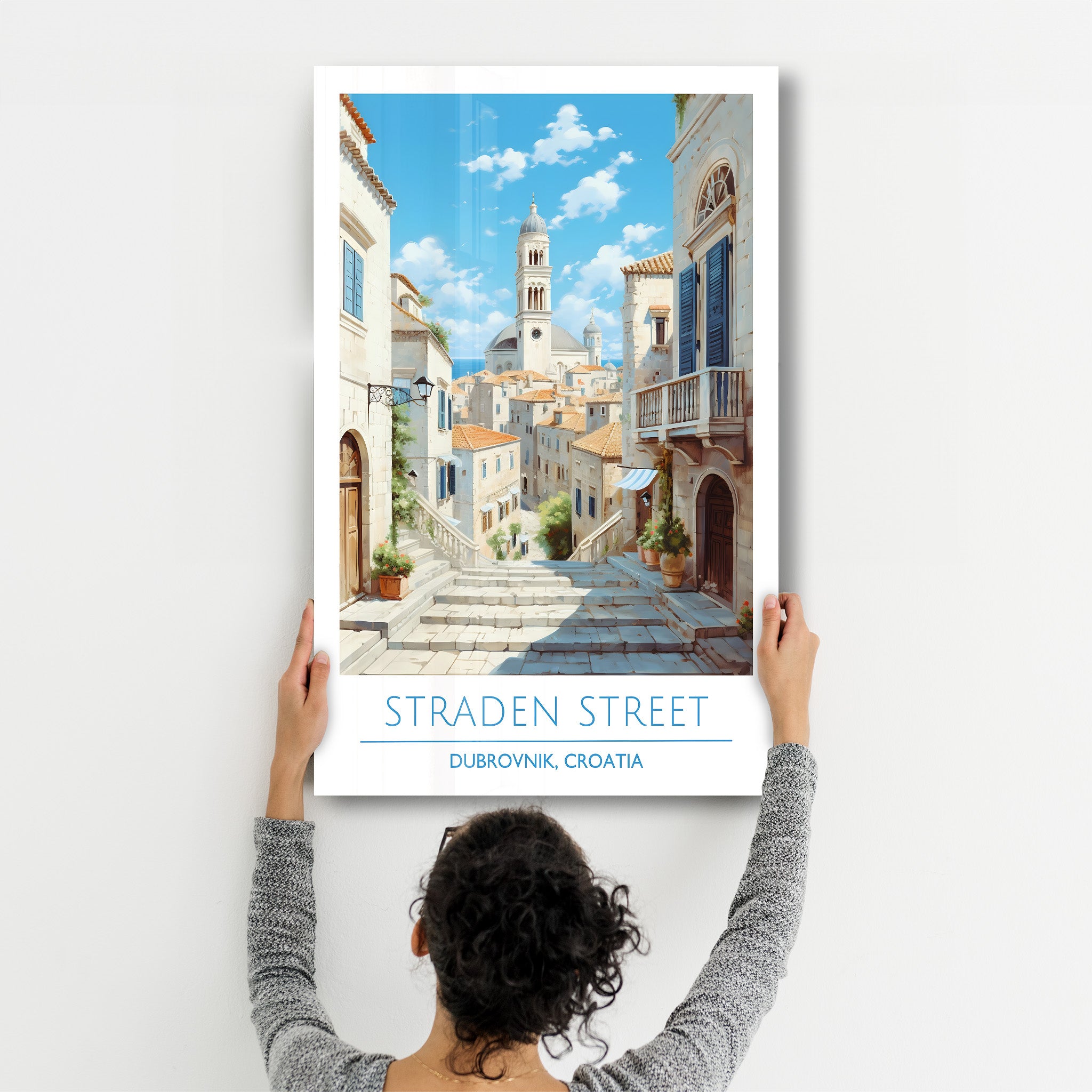 Straden Street-Dubrovnik Kroatien-Reiseposter | <tc>Glasbild</tc>