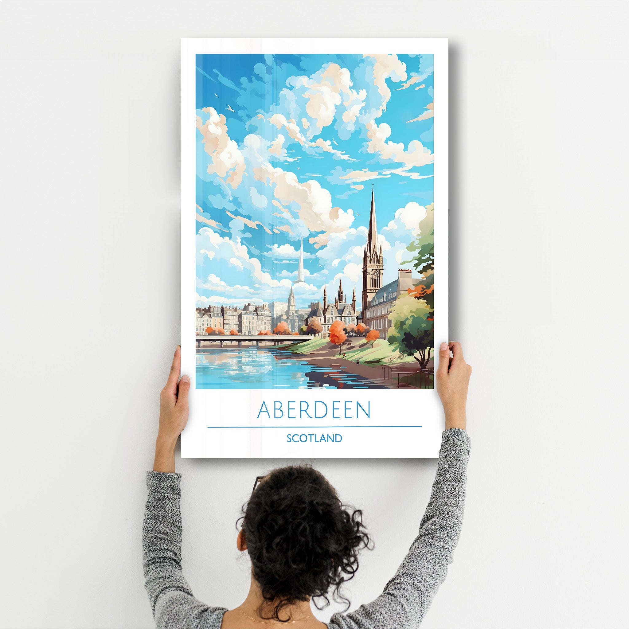 Aberdeen Schottland-Reiseposter | <tc>Glasbild</tc>