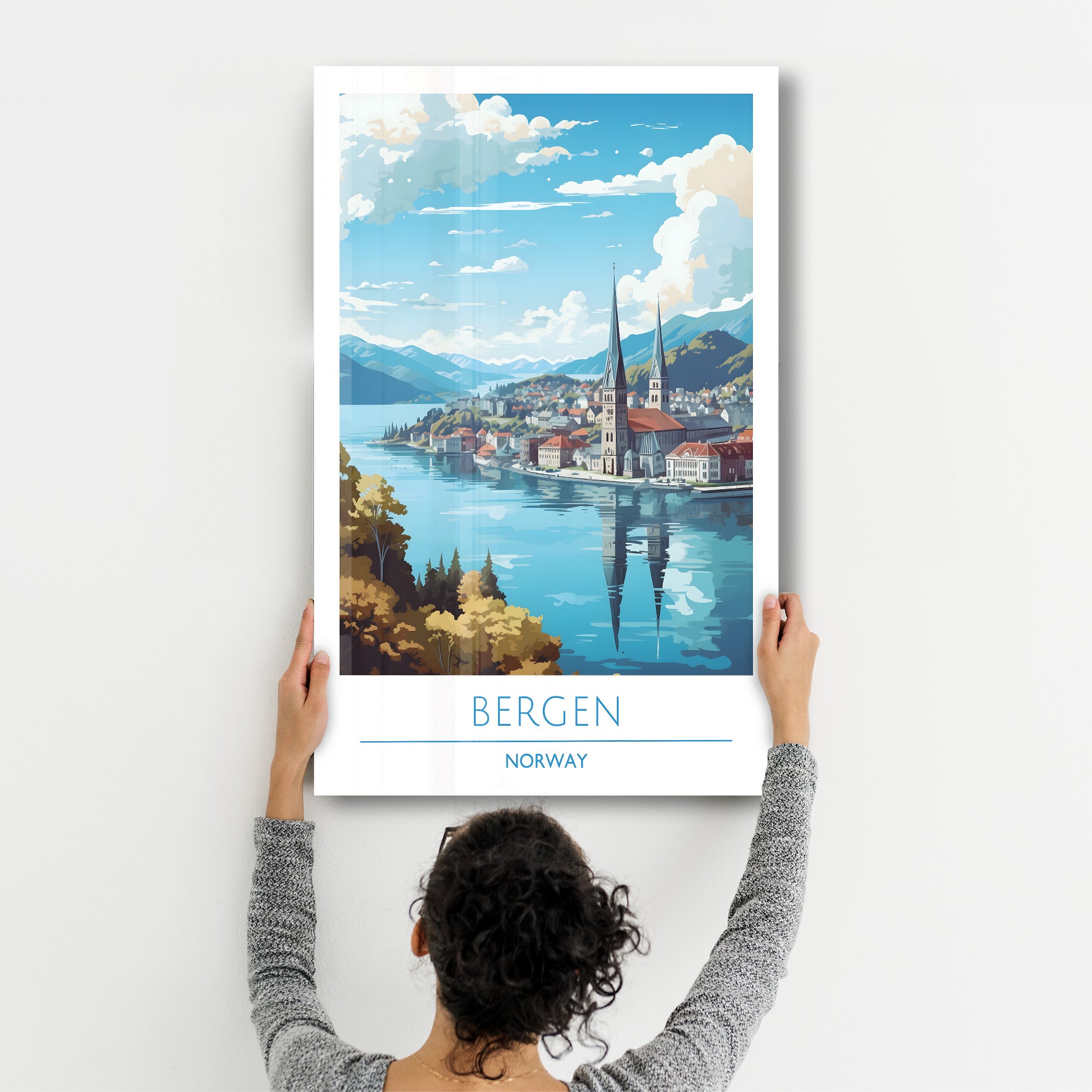 Bergen Norwegen-Reiseposter | <tc>Glasbild</tc>